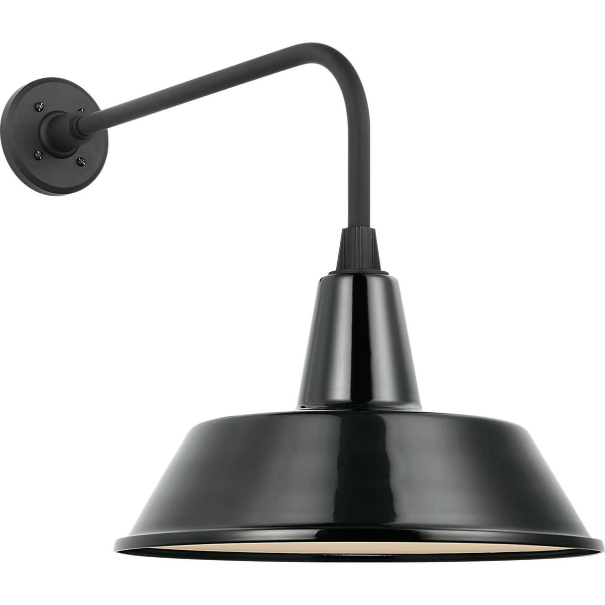 Thomas O'Brien Academy 20" Rex Barn Light in Matte Black with 16" Green Bowers Shade W16" x H19.5" x E28"