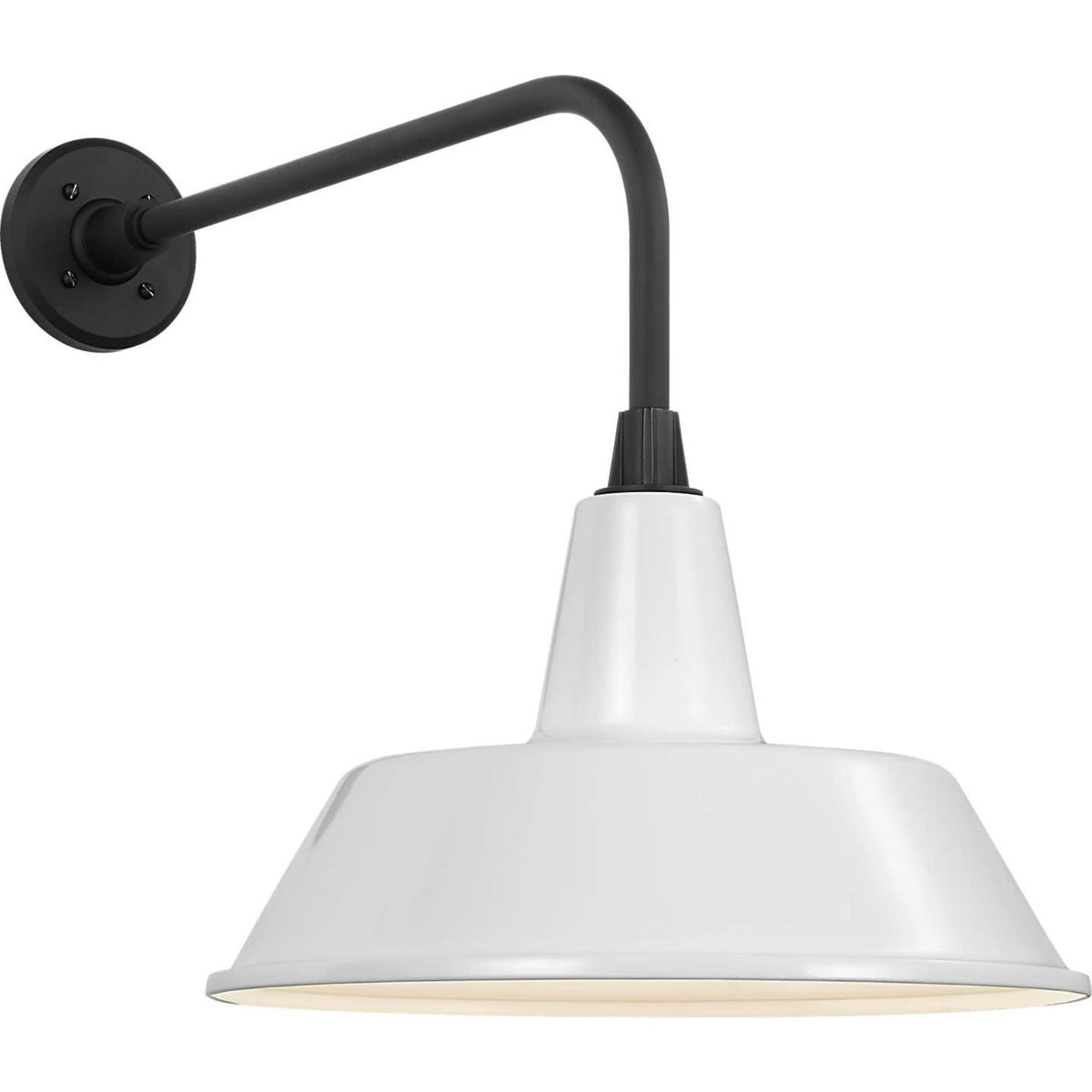 Thomas O'Brien Academy 20" Rex Barn Light in Matte Black with 16" White Bowers Shade W16" x H19.5" x E28"