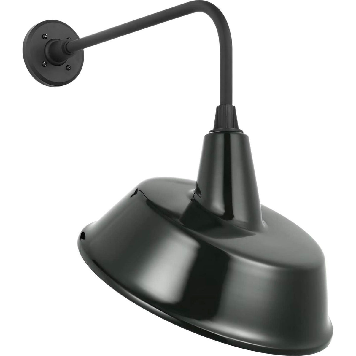 Thomas O'Brien Academy 20" Rex Barn Light in Matte Black with 16" Green Tilted Bowers Shade W16" x H23.5" x E25"