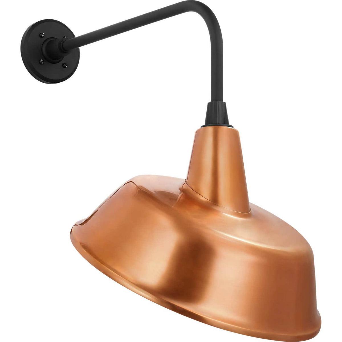 Thomas O'Brien Academy 20" Rex Barn Light in Matte Black with 16" Soft Copper Tilted Bowers Shade W16" x H23.5" x E25"