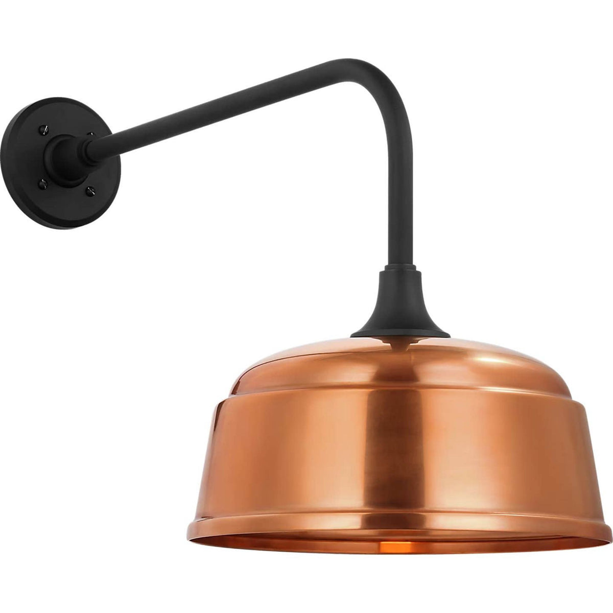 Thomas O'Brien Academy 20" Rex Barn Light in Matte Black with 12.5" Soft Copper Rockhouse Shade W12.5" x H17" x E26.25"