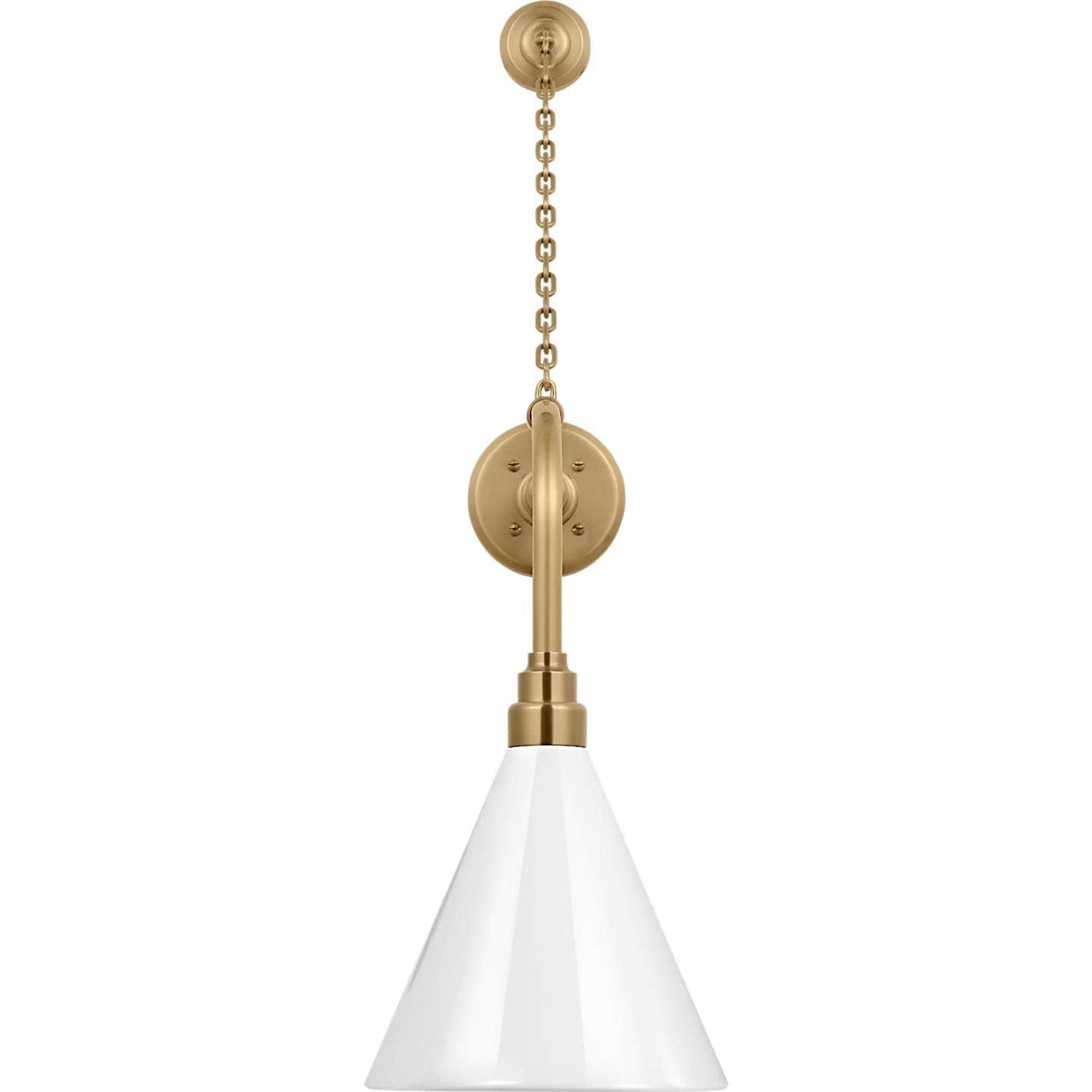 Thomas O'Brien Academy 20" Anchored Rex Barn Light in Hand-Rubbed Antique Brass with 9" White Conical Savannah Shade W9" x H32.75" x E24.5"