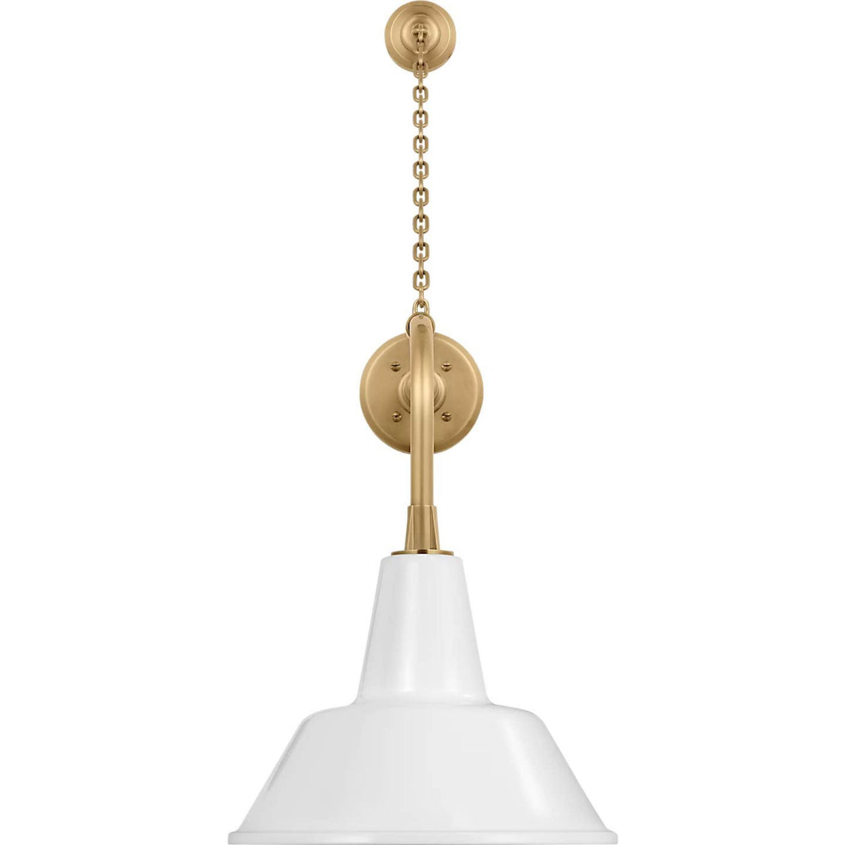 Thomas O'Brien Academy 20" Anchored Rex Barn Light in Hand-Rubbed Antique Brass with 12.5" White Bowers Shade W12.5" x H32.5" x E26.25"