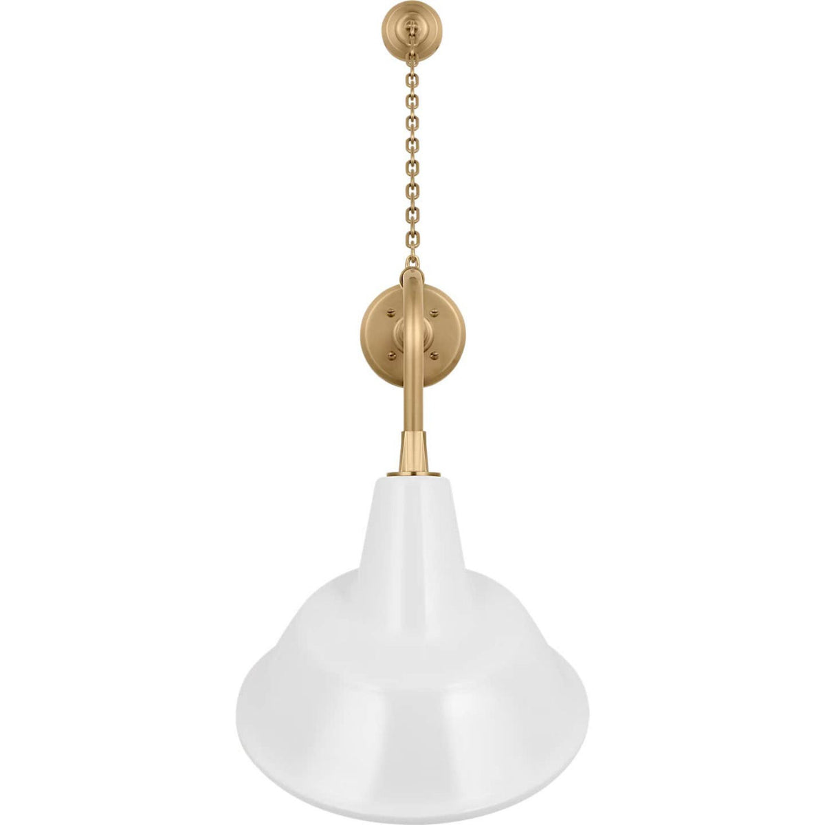 Thomas O'Brien Academy 20" Anchored Rex Barn Light in Hand-Rubbed Antique Brass with 12.5" White Tilted Bowers Shade W12.5" x H35.5" x E23.5"