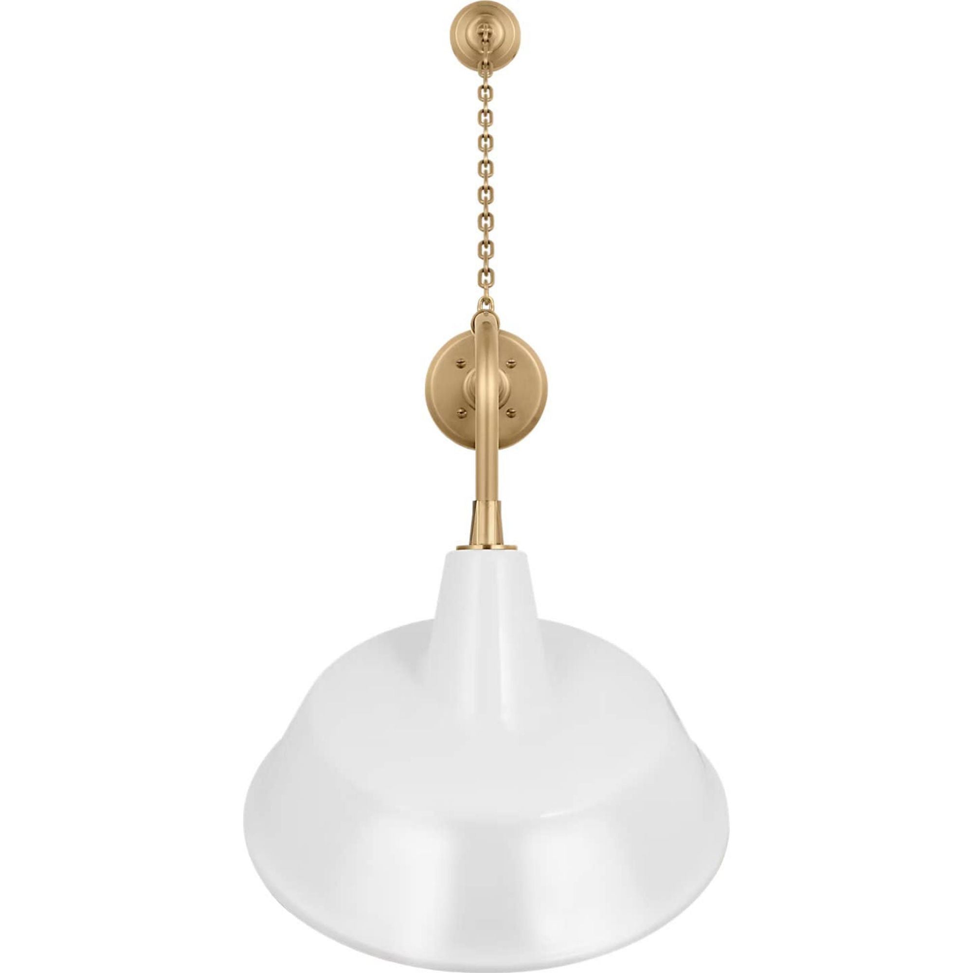 Thomas O'Brien Academy 20" Anchored Rex Barn Light in Hand-Rubbed Antique Brass with 16" White Tilted Bowers Shade W16" x H36.5" x E25"