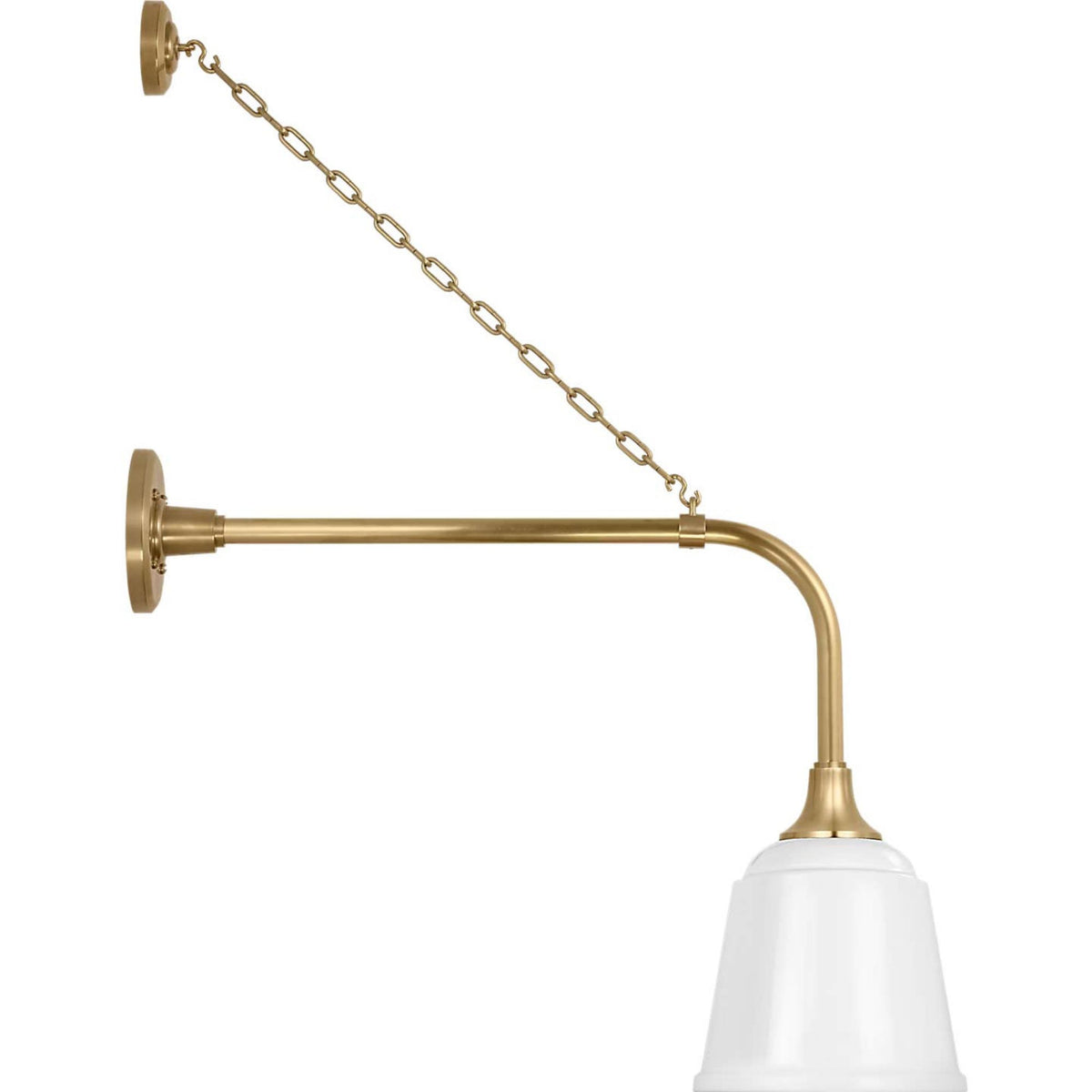 Thomas O'Brien Academy 20" Anchored Rex Barn Light in Hand-Rubbed Antique Brass with 8" White Rockhouse Shade W8" x H31.5" x E24"