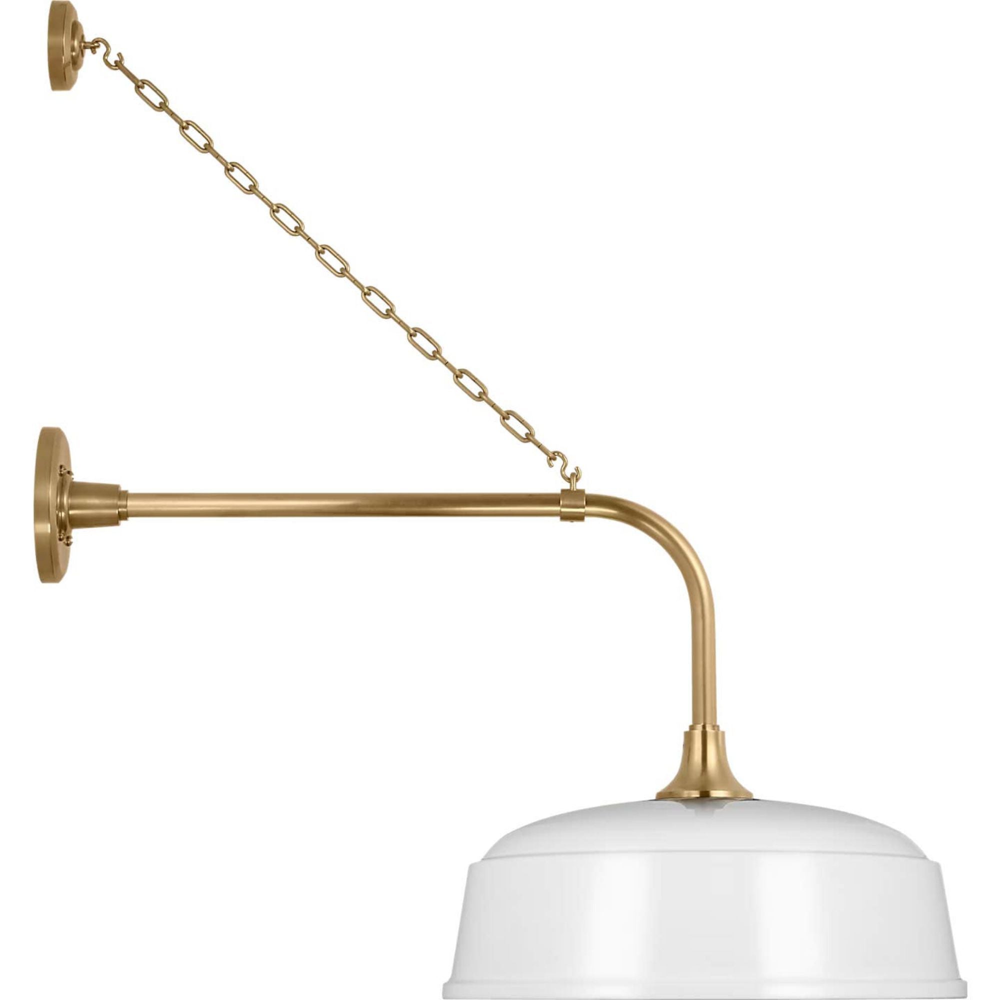 Thomas O'Brien Academy 20" Anchored Rex Barn Light in Hand-Rubbed Antique Brass with 16" White Rockhouse Shade W16" x H30" x E28"