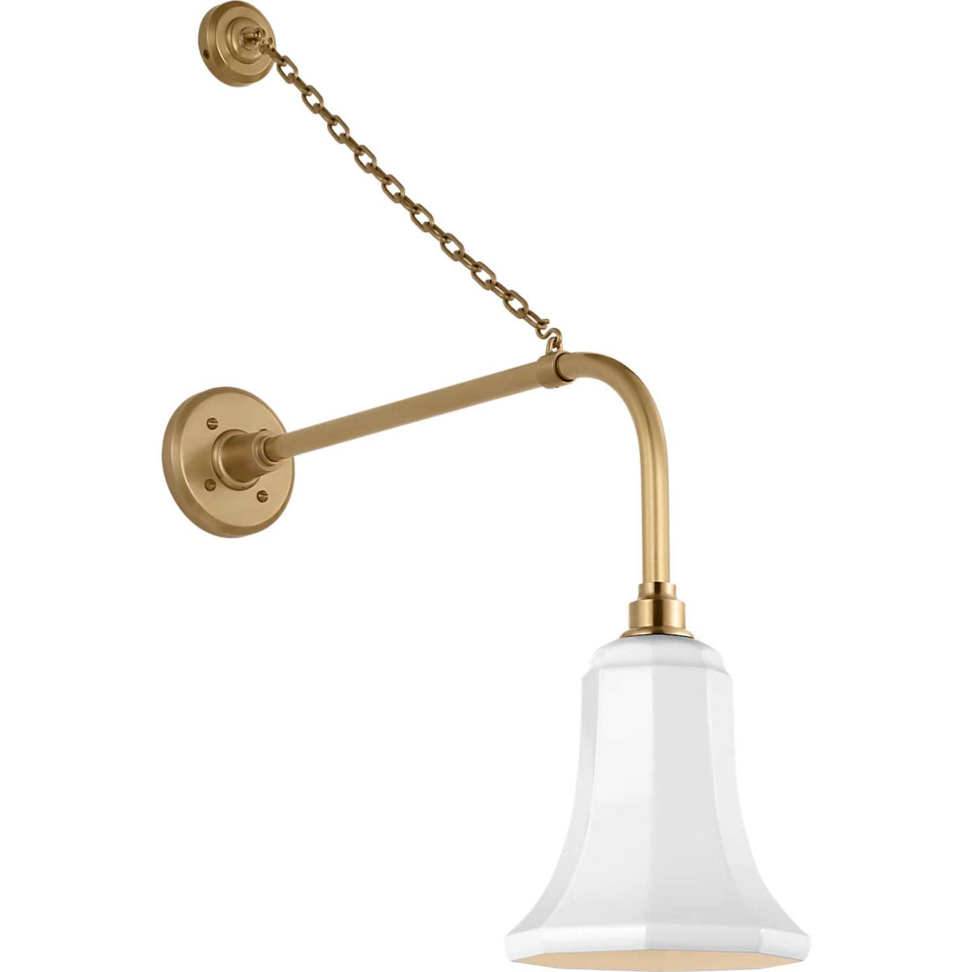 Thomas O'Brien Academy 20" Anchored Rex Barn Light in Hand-Rubbed Antique Brass with 7.5" White Savannah Shade W7.5" x H31.75" x E23.75"