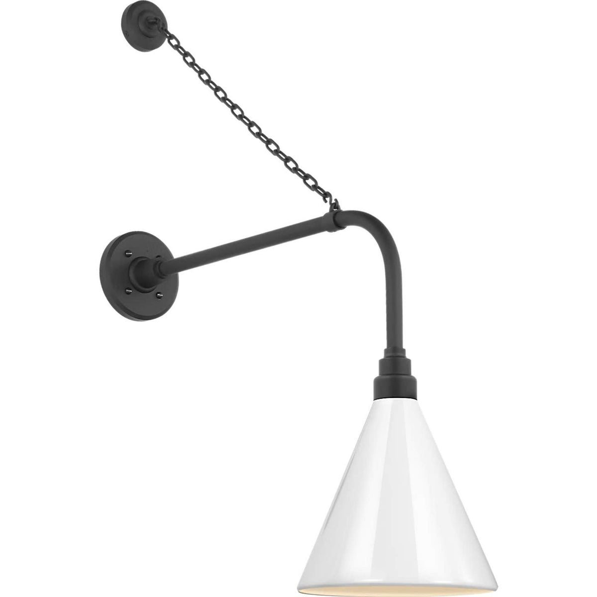 Thomas O'Brien Academy 20" Anchored Rex Barn Light in Matte Black with 9" White Conical Savannah Shade W9" x H32.75" x E24.5"