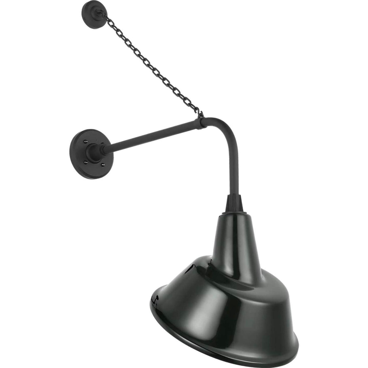 Thomas O'Brien Academy 20" Anchored Rex Barn Light in Matte Black with 12.5" Green Tilted Bowers Shade W12.5" x H35.5" x E23.5"