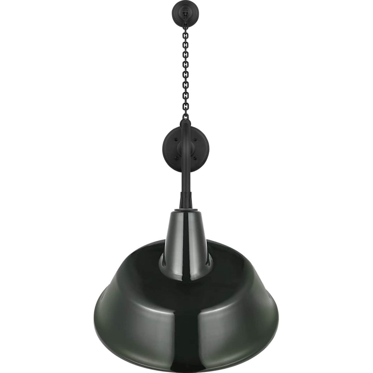 Thomas O'Brien Academy 20" Anchored Rex Barn Light in Matte Black with 16" Green Tilted Bowers Shade W16" x H36.5" x E25"