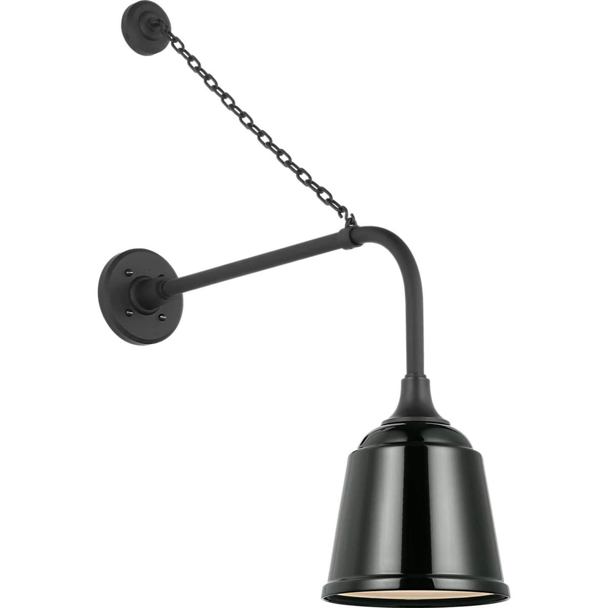 Thomas O'Brien Academy 20" Anchored Rex Barn Light in Matte Black with 8" Green Rockhouse Shade W8" x H31.5" x E24"