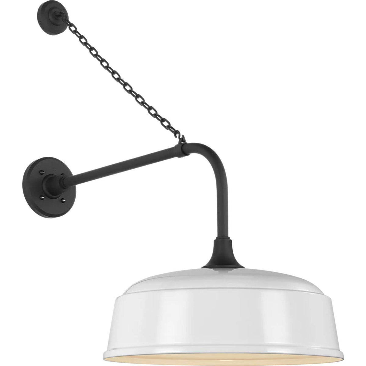 Thomas O'Brien Academy 20" Anchored Rex Barn Light in Matte Black with 16" White Rockhouse Shade W16" x H30" x E28"