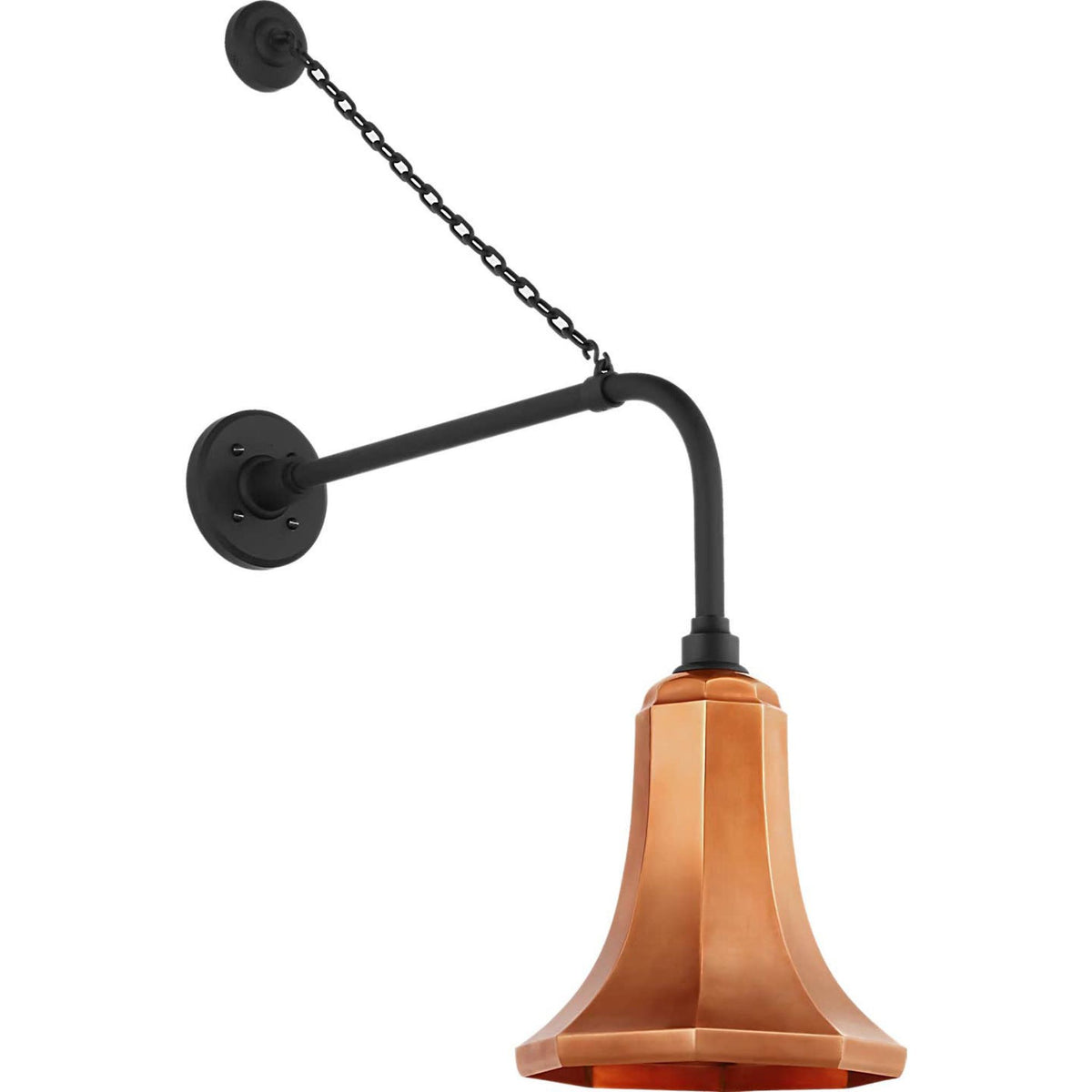 Thomas O'Brien Academy 20" Anchored Rex Barn Light in Matte Black with 9.25" Soft Copper Savannah Shade W9.25" x H33.75" x E24.5"