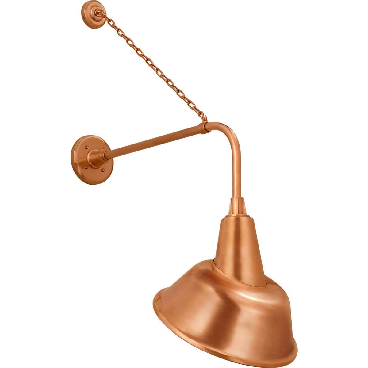 Thomas O'Brien Academy 20" Anchored Rex Barn Light in Soft Copper with 12.5" Tilted Bowers Shade W12.5" x H35.5" x E23.5"