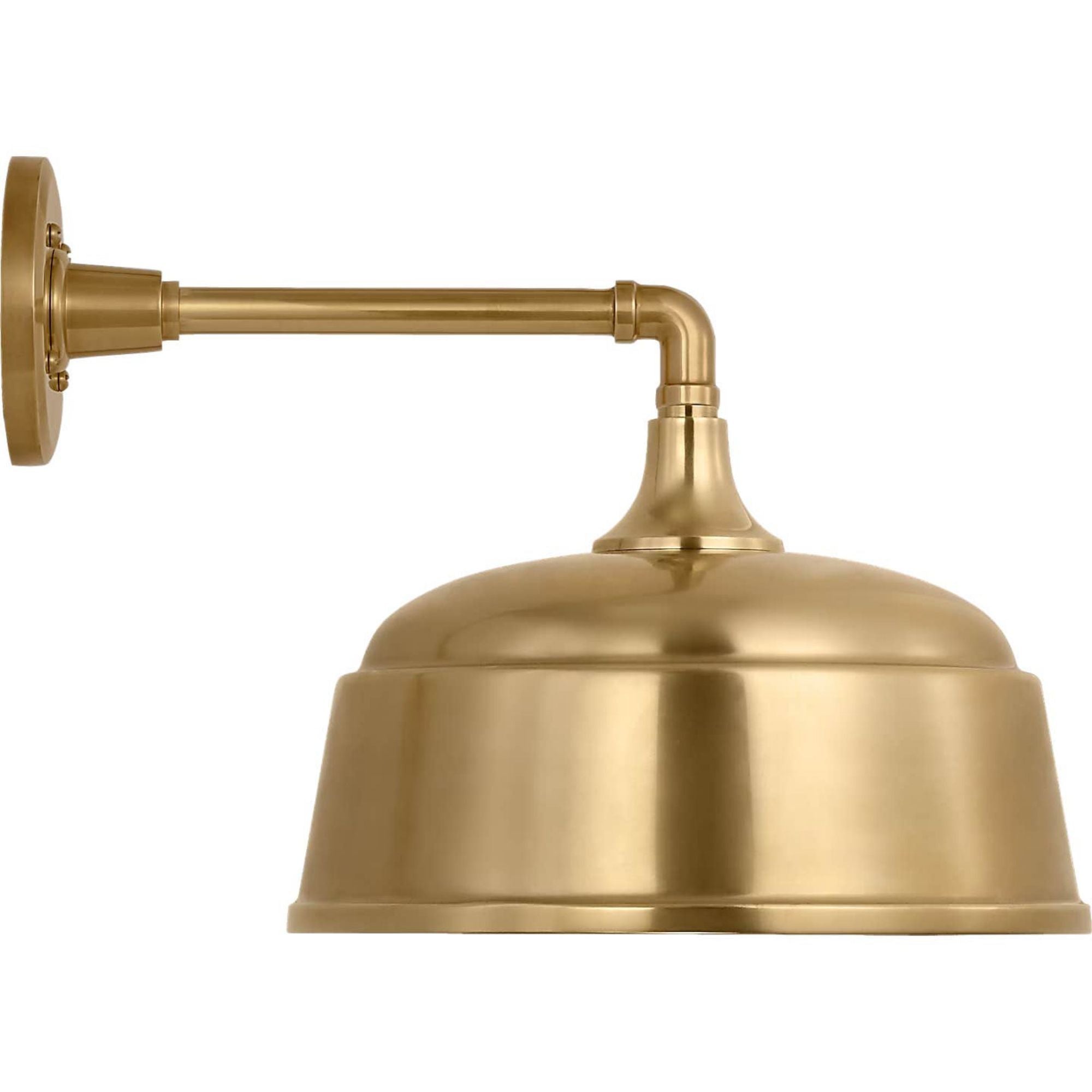 Thomas O'Brien Academy 11" Mack Barn Light in Hand-Rubbed Antique Brass with 12.5" Hand-Rubbed Antique Brass Rockhouse Shade W12.5" x H12" x E16.5"