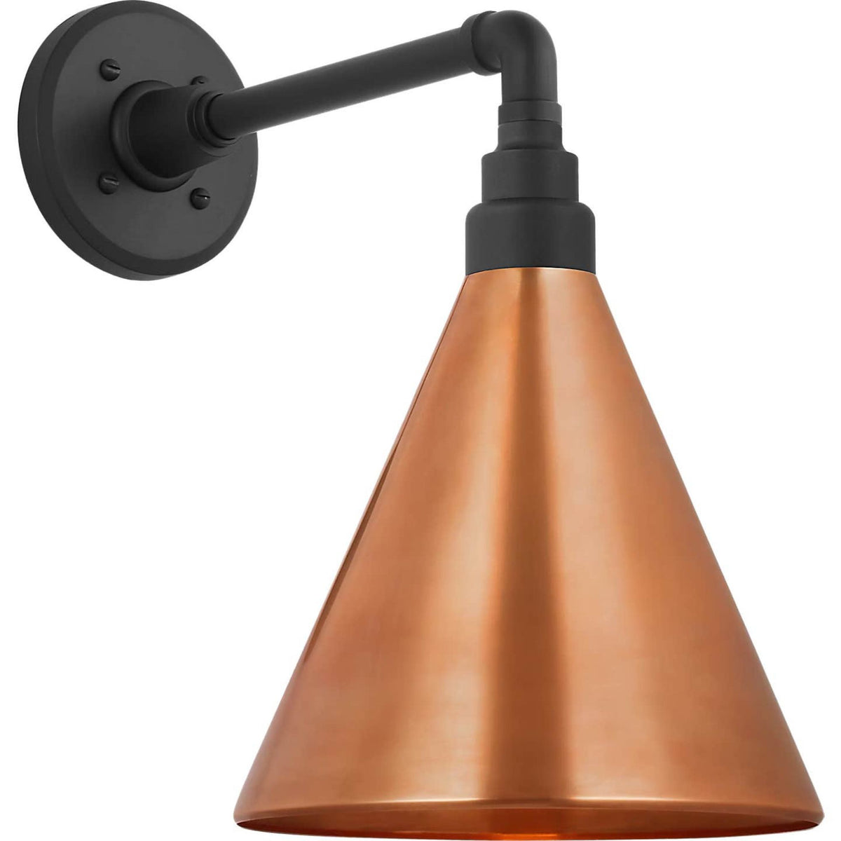 Thomas O'Brien Academy 11" Mack Barn Light in Matte Black with 9" Soft Copper Conical Savannah Shade W9" x H14.75" x E14.75"