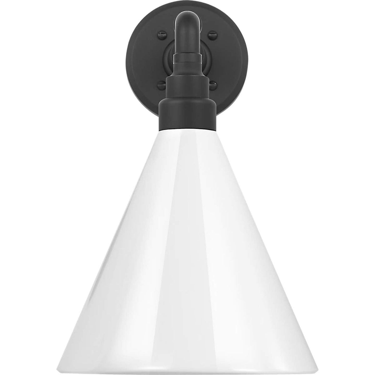 Thomas O'Brien Academy 11" Mack Barn Light in Matte Black with 9" White Conical Savannah Shade W9" x H14.75" x E14.75"