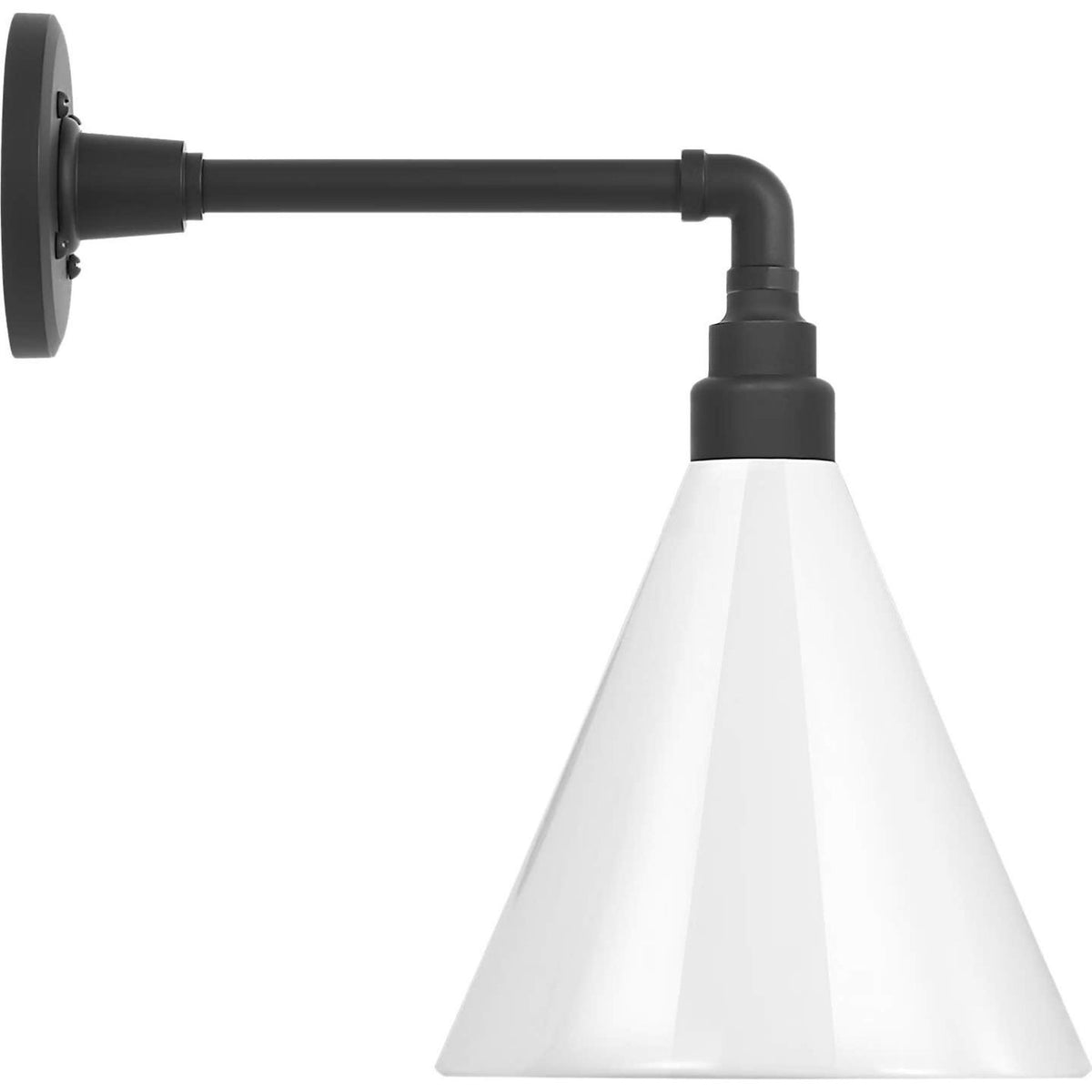 Thomas O'Brien Academy 11" Mack Barn Light in Matte Black with 9" White Conical Savannah Shade W9" x H14.75" x E14.75"