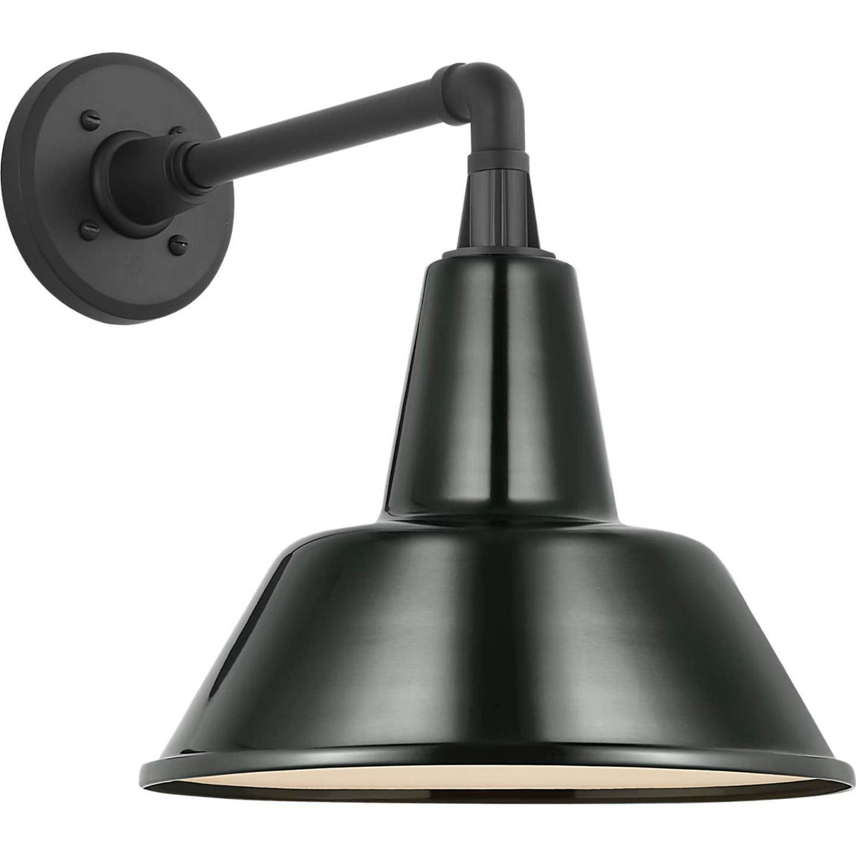 Thomas O'Brien Academy 11" Mack Barn Light in Matte Black with 12.5" Green Bowers Shade W12.5" x H14.5" x E16.5"