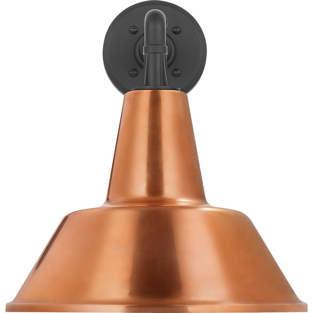 Thomas O'Brien Academy 11" Mack Barn Light in Matte Black with 12.5" Soft Copper Bowers Shade W12.5" x H14.5" x E16.5"