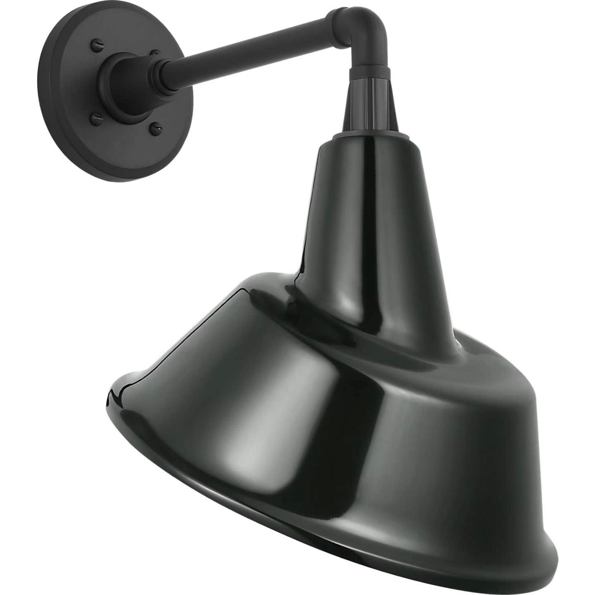 Thomas O'Brien Academy 11" Mack Barn Light in Matte Black with 12.5" Green Tilted Bowers Shade W12.5" x H17.5" x E14"