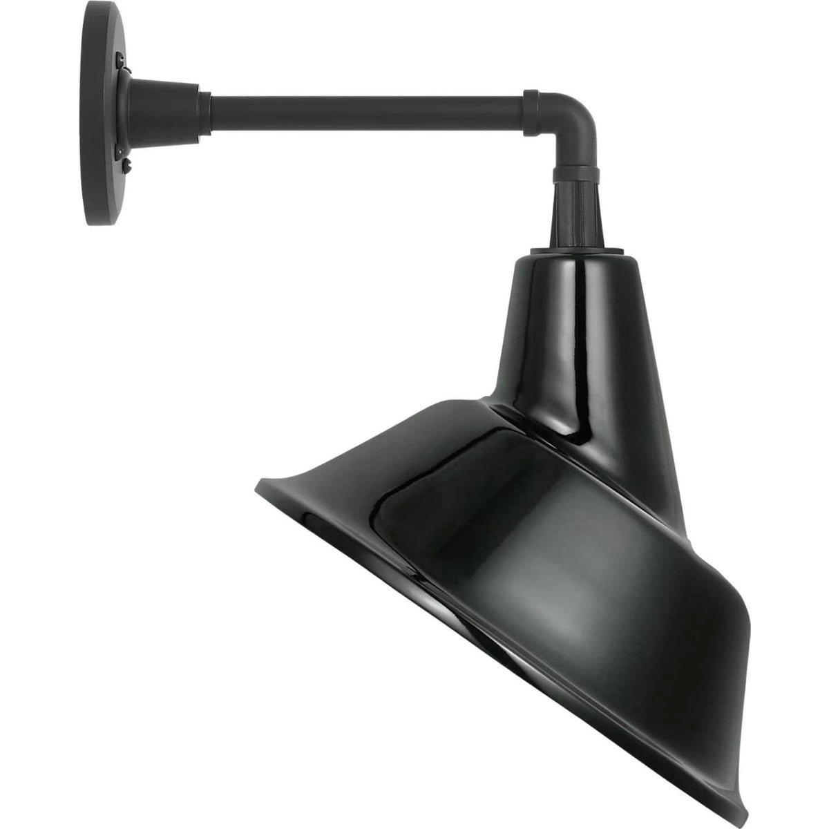 Thomas O'Brien Academy 11" Mack Barn Light in Matte Black with 12.5" Green Tilted Bowers Shade W12.5" x H17.5" x E14"