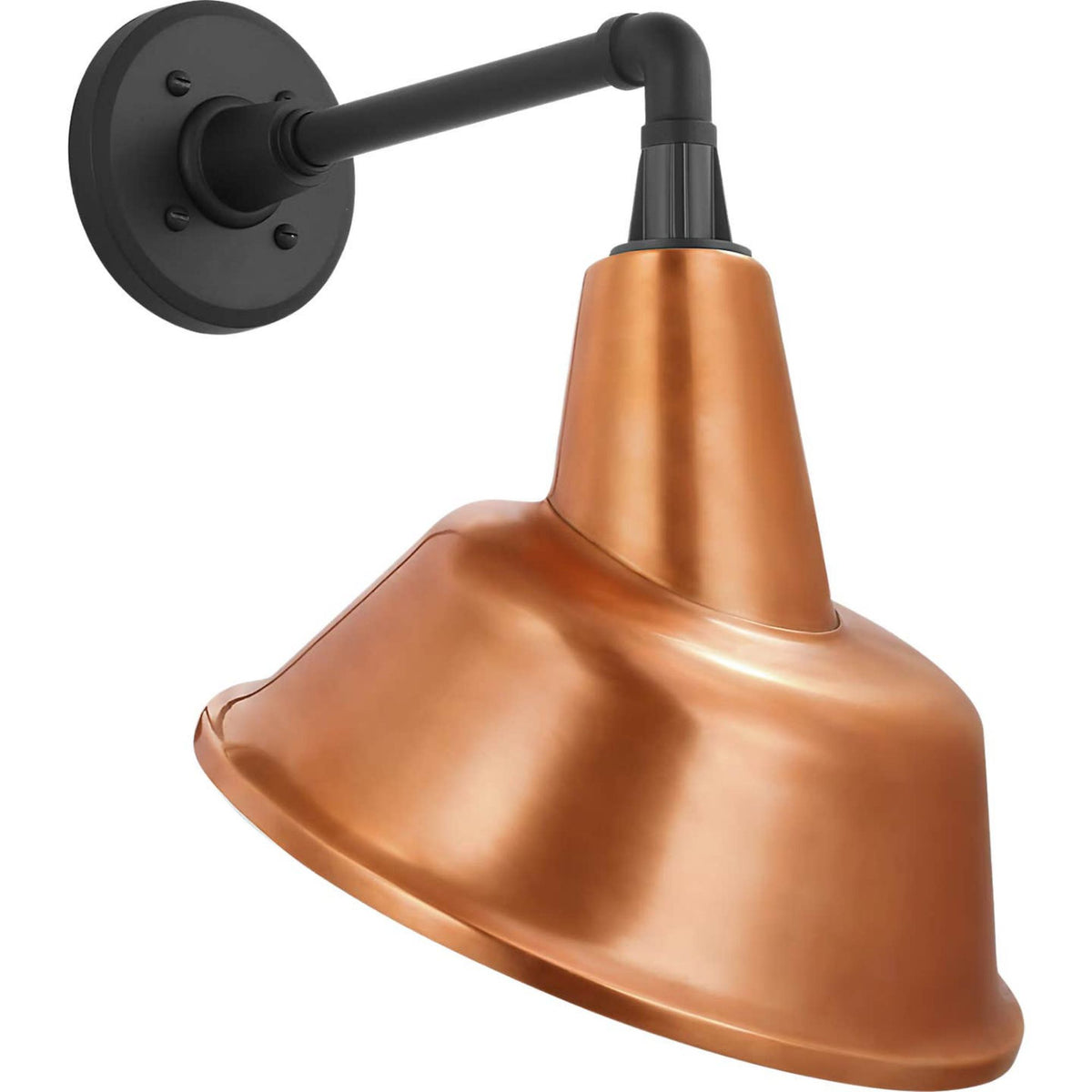 Thomas O'Brien Academy 11" Mack Barn Light in Matte Black with 12.5" Soft Copper Tilted Bowers Shade W12.5" x H17.5" x E14"