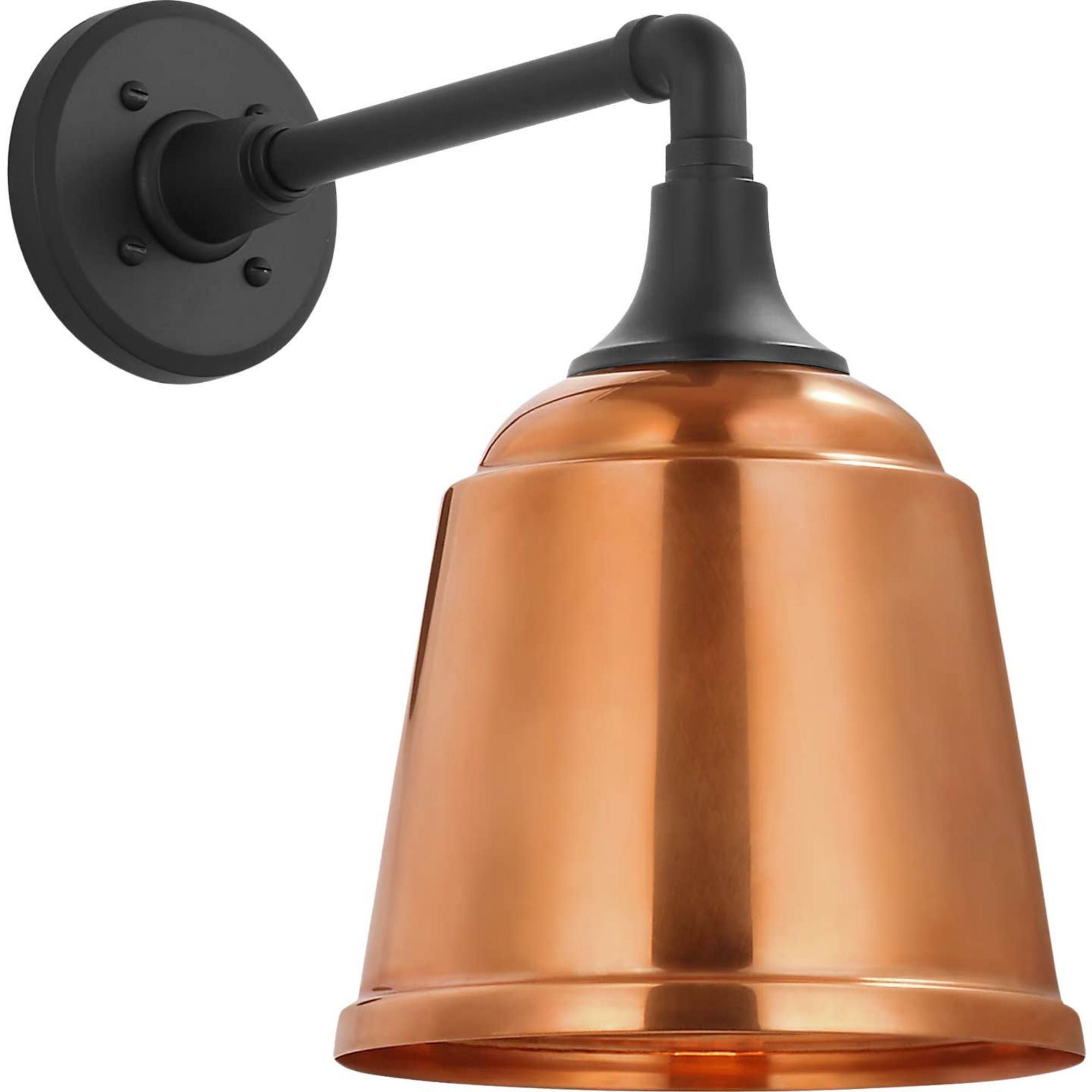 Thomas O'Brien Academy 11" Mack Barn Light in Matte Black with 8" Soft Copper Rockhouse Shade W8" x H13.25" x E14.25"