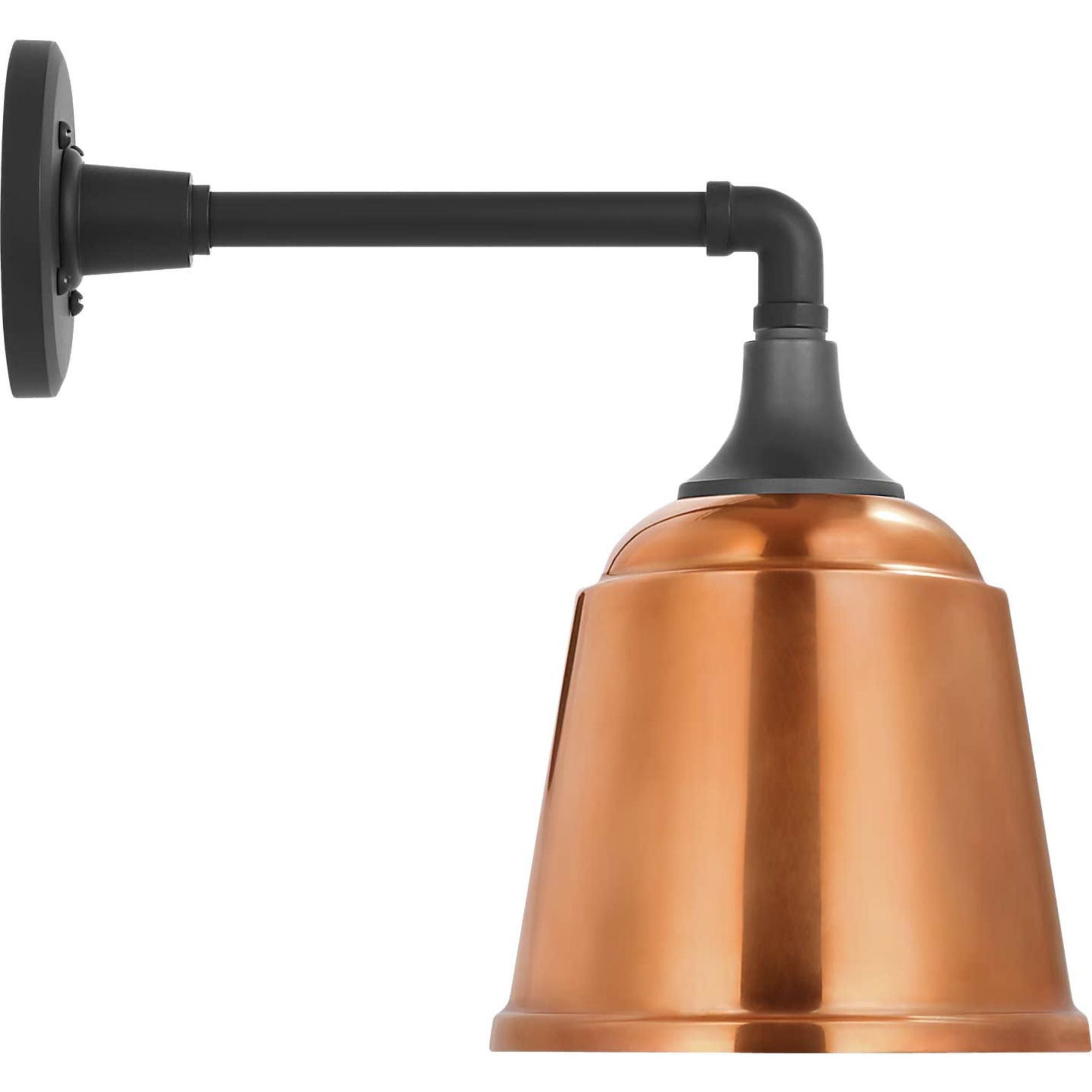 Thomas O'Brien Academy 11" Mack Barn Light in Matte Black with 8" Soft Copper Rockhouse Shade W8" x H13.25" x E14.25"