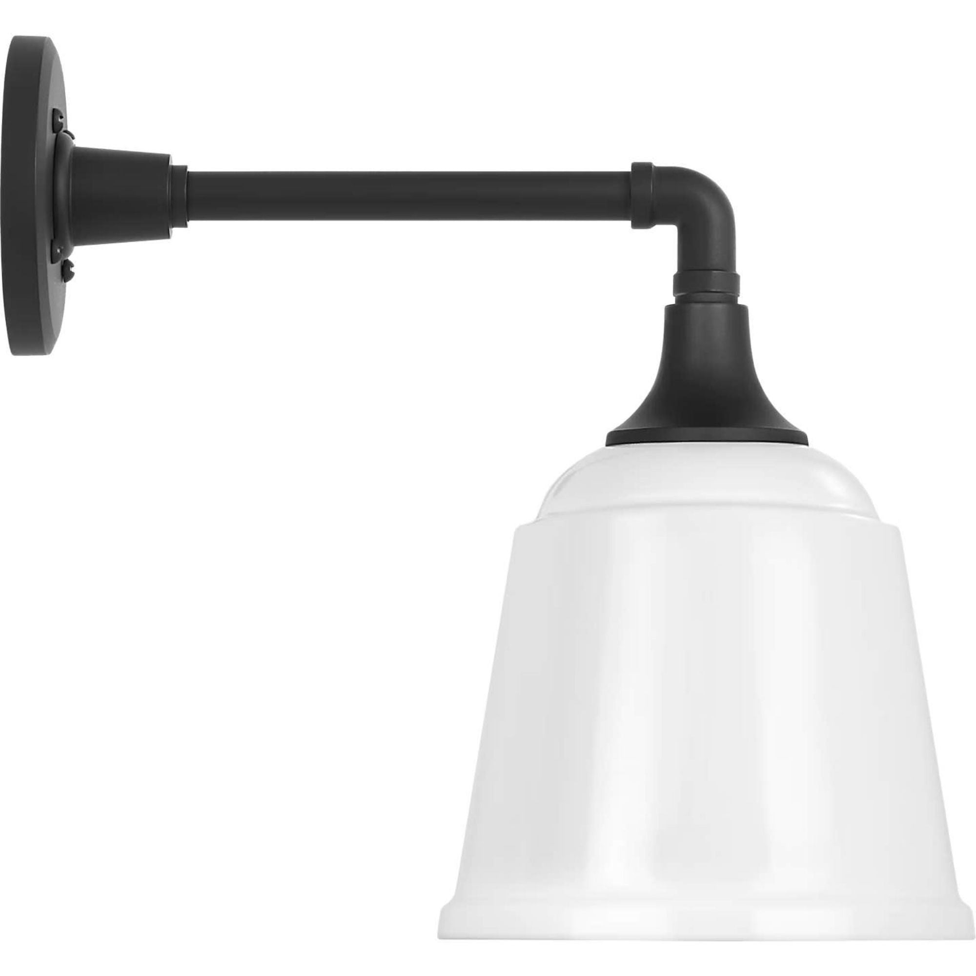 Thomas O'Brien Academy 11" Mack Barn Light in Matte Black with 8" White Rockhouse Shade W8" x H13.25" x E14.25"