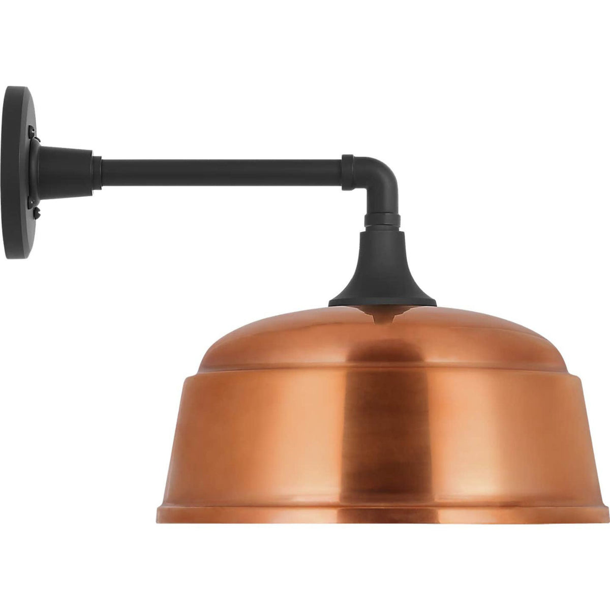 Thomas O'Brien Academy 11" Mack Barn Light in Matte Black with 12.5" Soft Copper Rockhouse Shade W12.5" x H12" x E16.5"