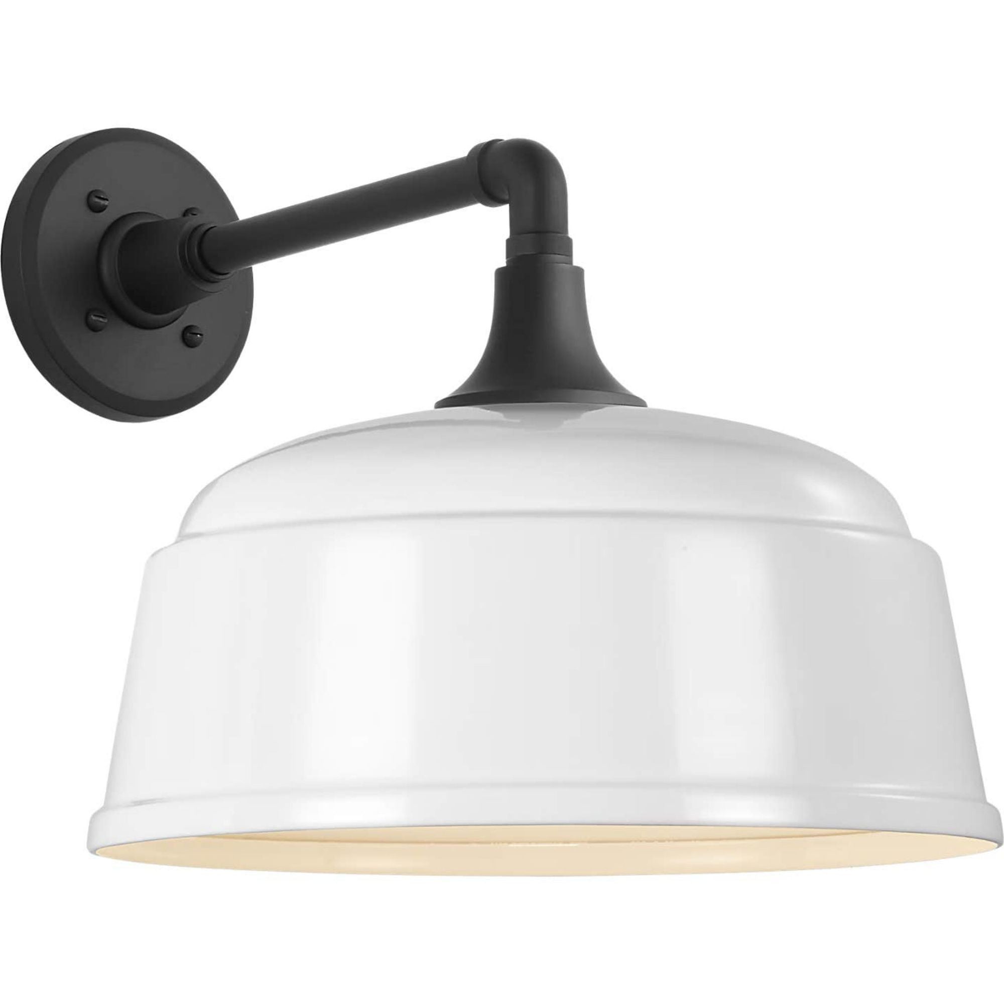 Thomas O'Brien Academy 11" Mack Barn Light in Matte Black with 12.5" White Rockhouse Shade W12.5" x H12" x E16.5"