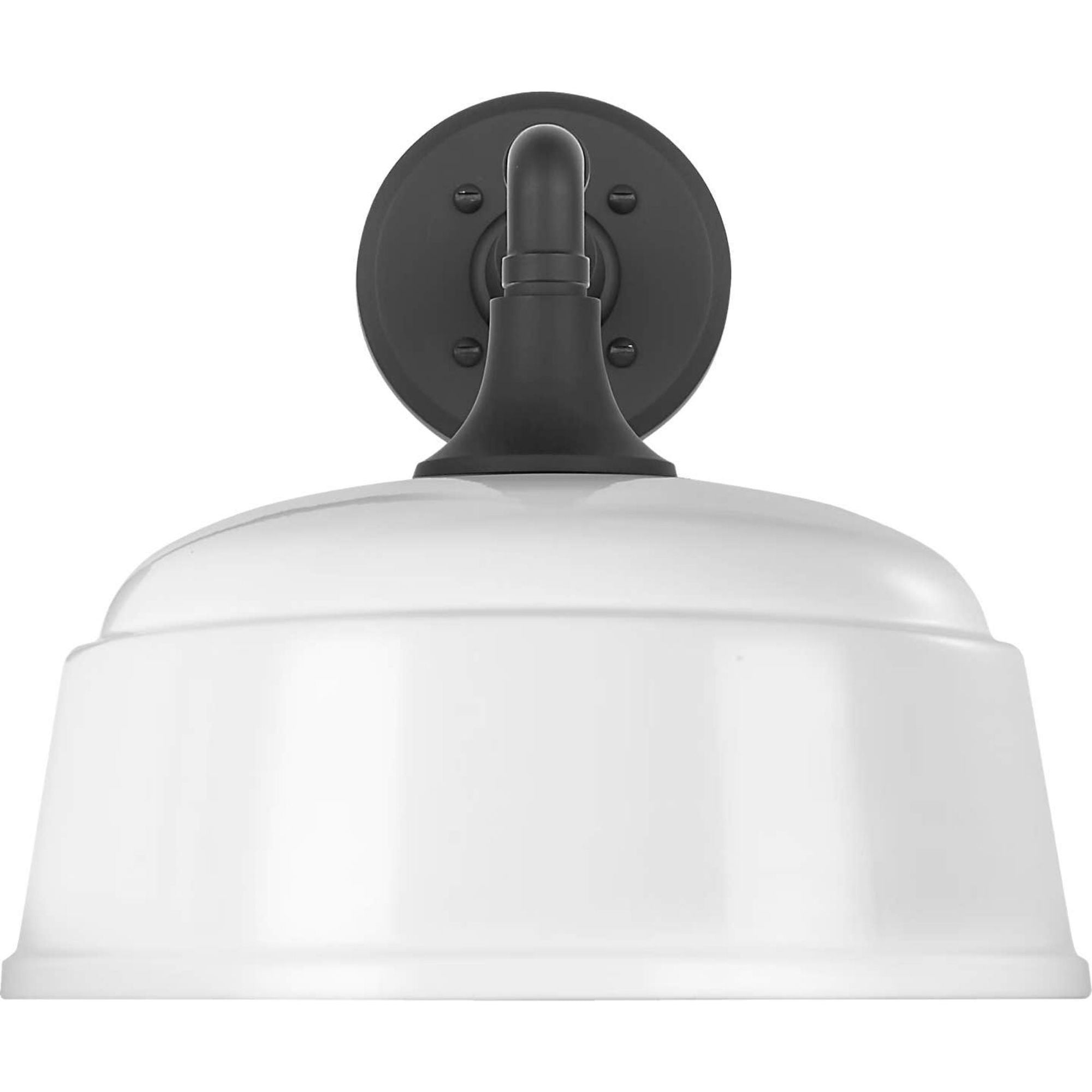 Thomas O'Brien Academy 11" Mack Barn Light in Matte Black with 12.5" White Rockhouse Shade W12.5" x H12" x E16.5"