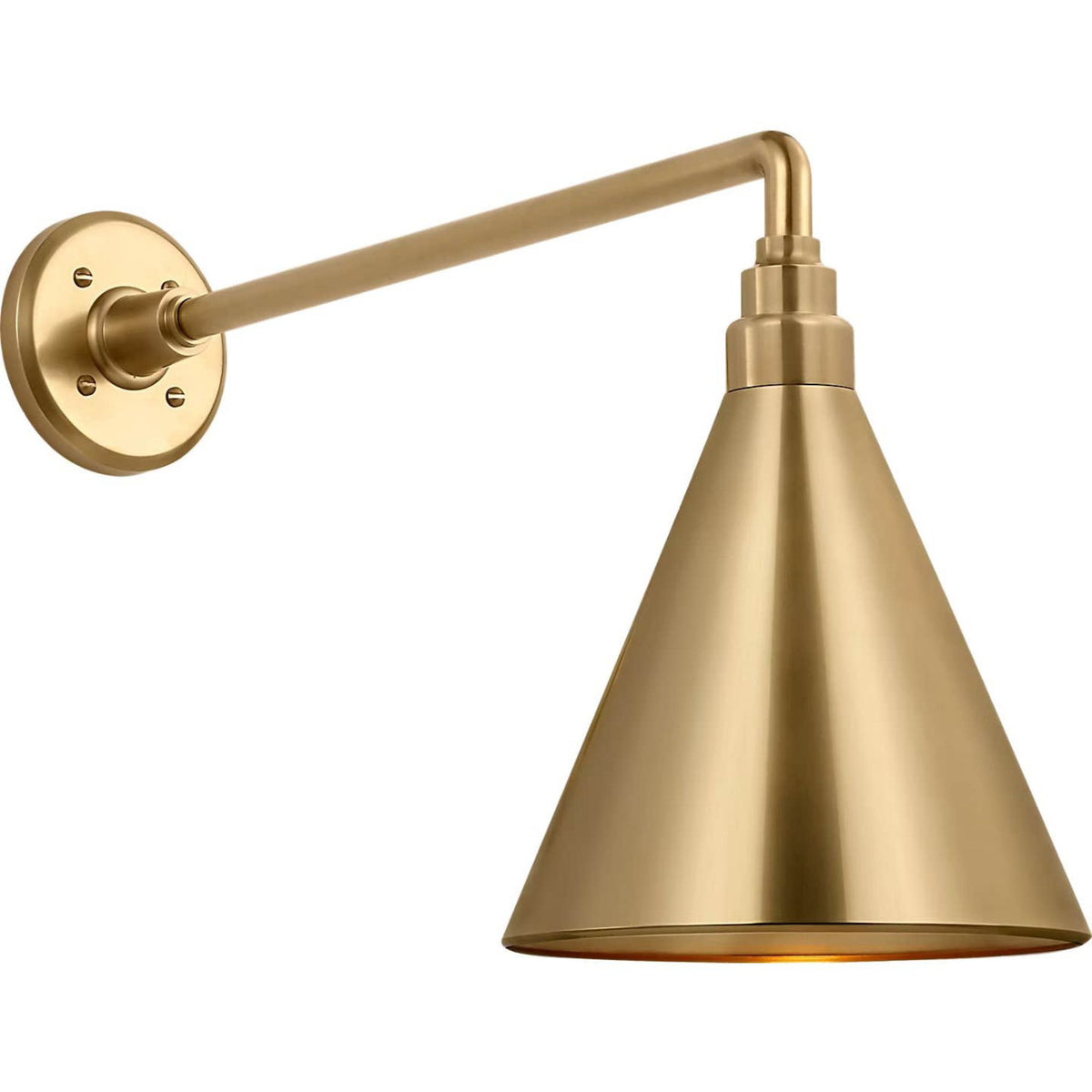 Thomas O'Brien Academy 17.5" Mack Barn Light in Hand-Rubbed Antique Brass with 9" Conical Savannah Shade W9" x H14.5" x E21.75"