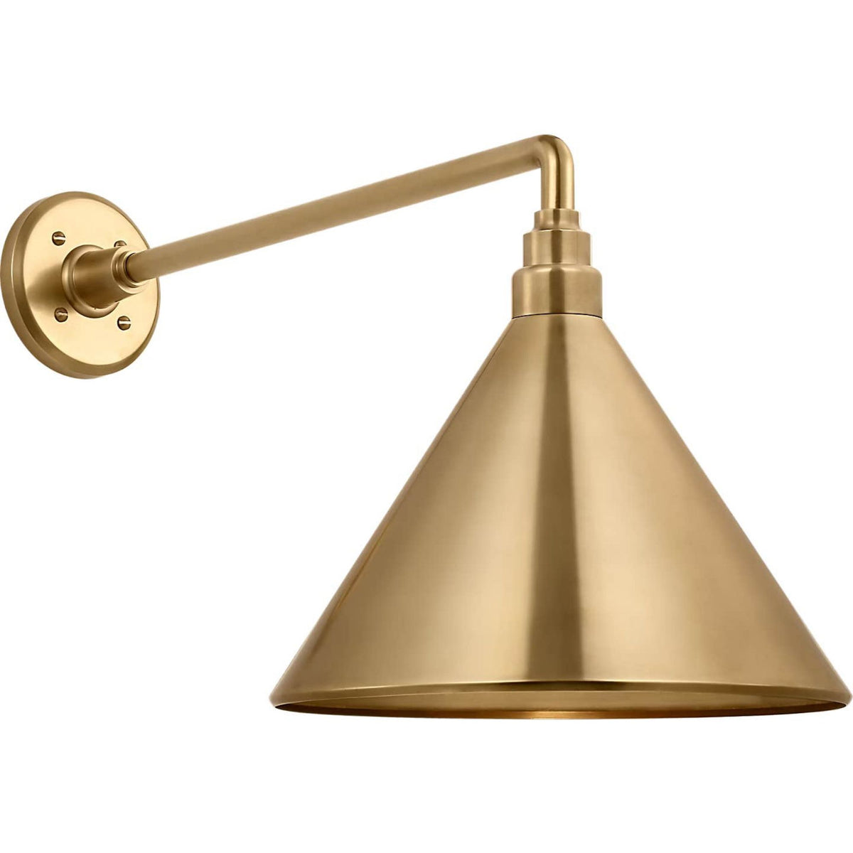 Thomas O'Brien Academy 17.5" Mack Barn Light in Hand-Rubbed Antique Brass with 12.5" Conical Savannah Shade W12.5" x H14.5" x E23.5"