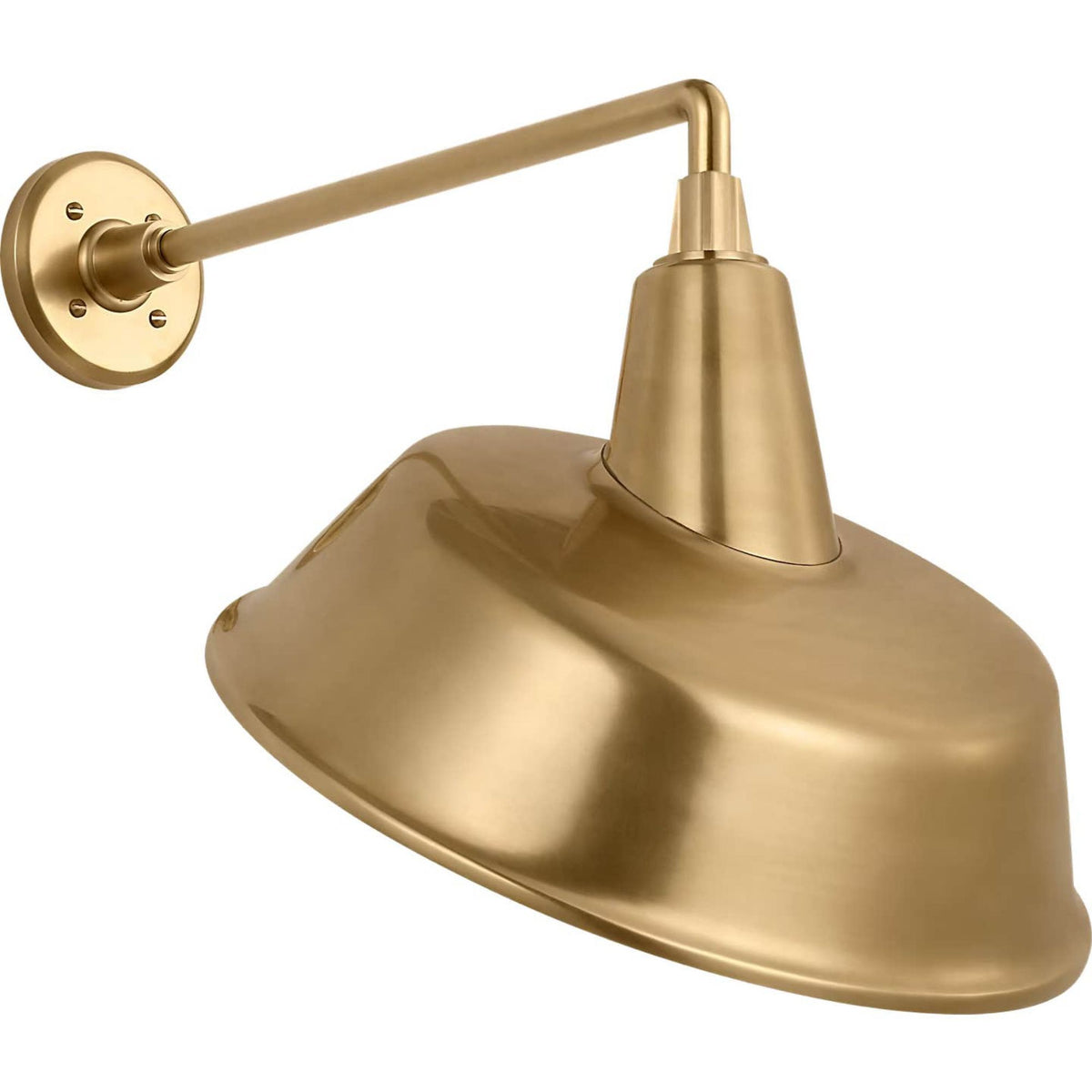 Thomas O'Brien Academy 17.5" Mack Barn Light in Hand-Rubbed Antique Brass with 16" Tilted Bowers Shade W16" x H18.5" x E22.25"
