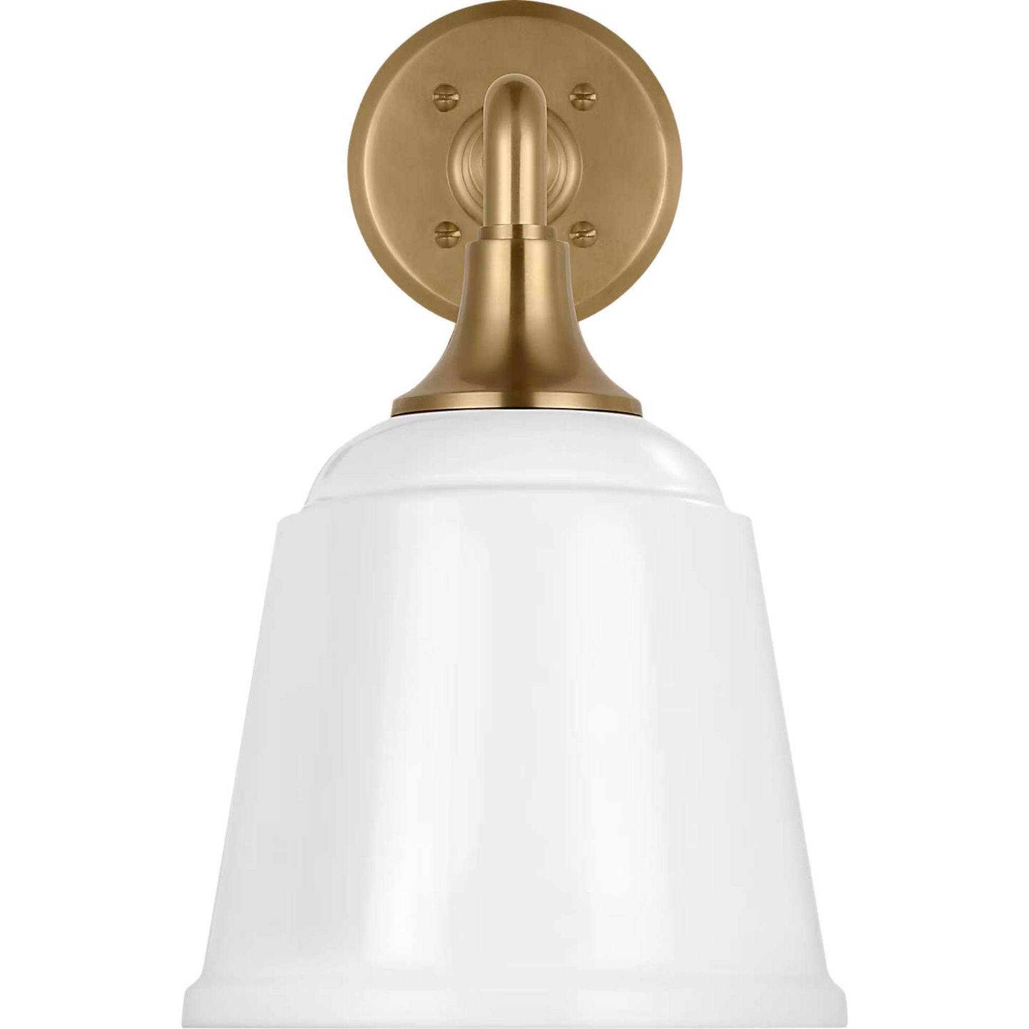 Thomas O'Brien Academy 17.5" Mack Barn Light in Hand-Rubbed Antique Brass with 8" White Rockhouse Shade W8" x H13.25" x E21.25"