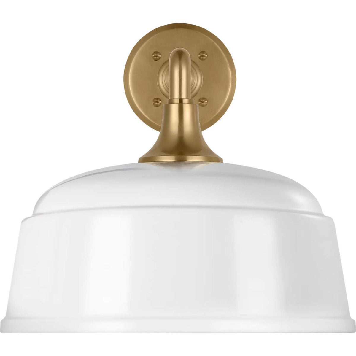 Thomas O'Brien Academy 17.5" Mack Barn Light in Hand-Rubbed Antique Brass with 12.5" White Rockhouse Shade W12.5" x H12" x E23.5"