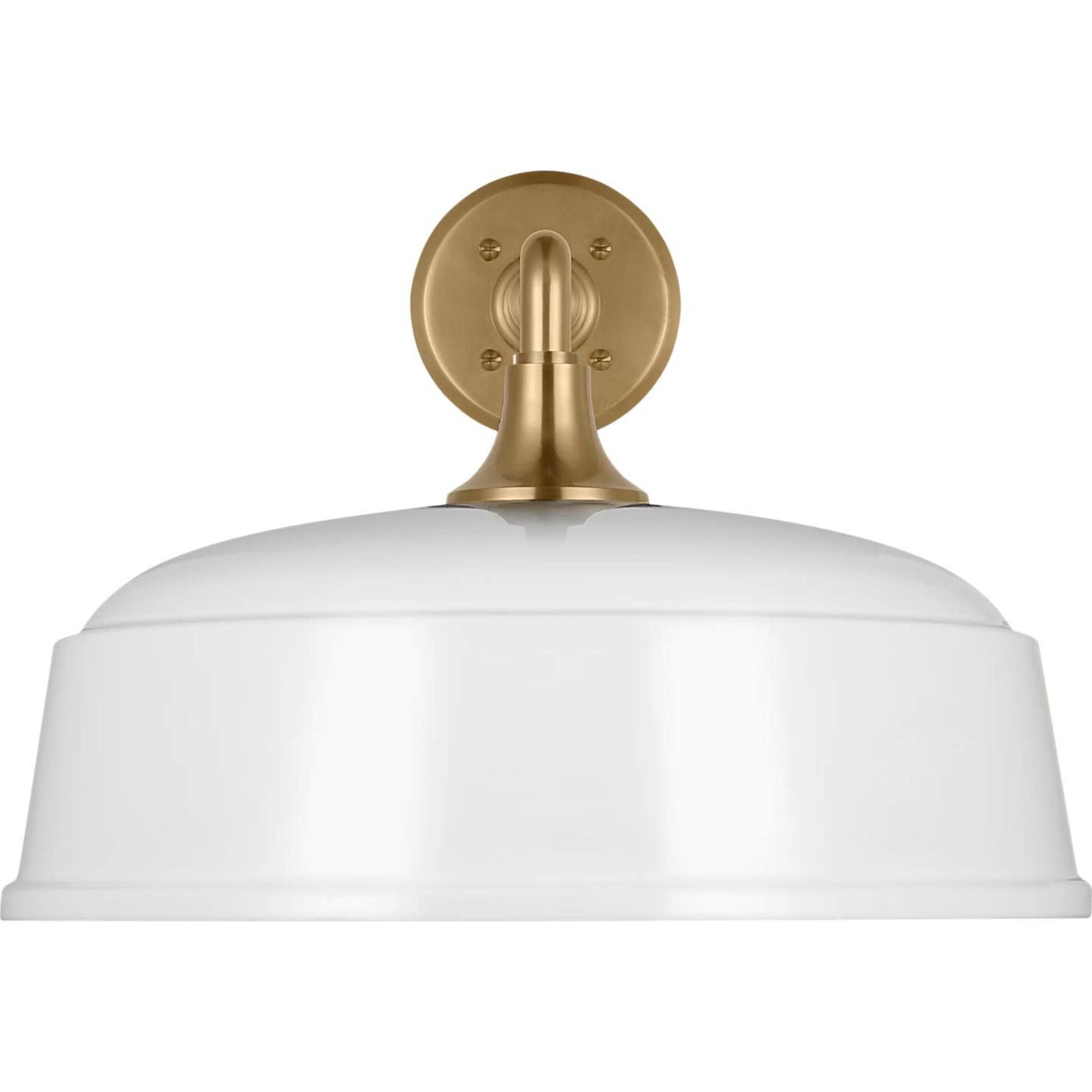 Thomas O'Brien Academy 17.5" Mack Barn Light in Hand-Rubbed Antique Brass with 16" White Rockhouse Shade W16" x H12" x E25.25"