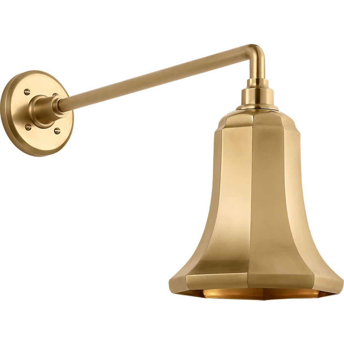 Thomas O'Brien Academy 17.5" Mack Barn Light in Hand-Rubbed Antique Brass with 7.5" Savannah Shade W7.5" x H13.75" x E21"