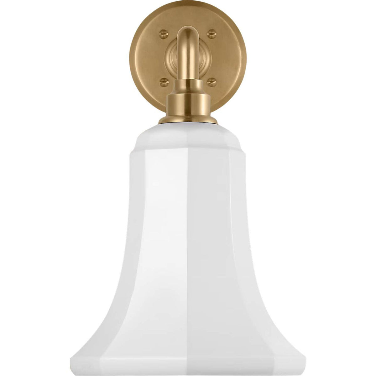 Thomas O'Brien Academy 17.5" Mack Barn Light in Hand-Rubbed Antique Brass with 7.5" White Savannah Shade W7.5" x H13.75" x E21"
