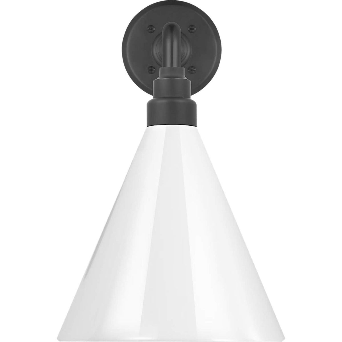 Thomas O'Brien Academy 17.5" Mack Barn Light in Matte Black with 9" White Conical Savannah Shade W9" x H14.5" x E21.75"