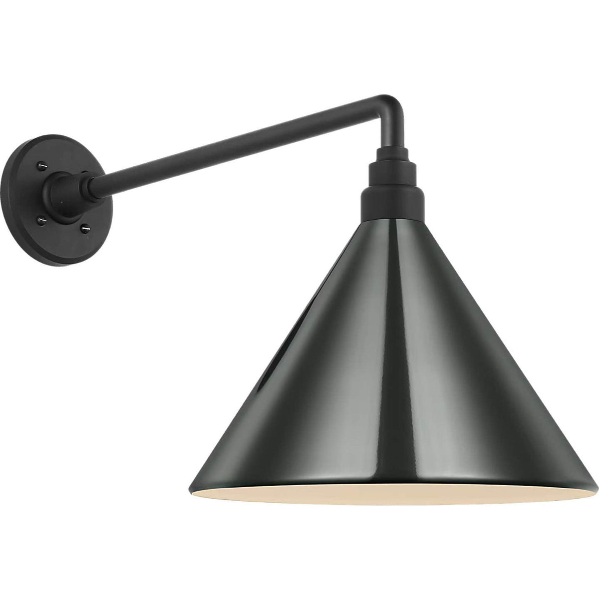 Thomas O'Brien Academy 17.5" Mack Barn Light in Matte Black with 12.5" Green Conical Savannah Shade W12.5" x H14.5" x E23.5"