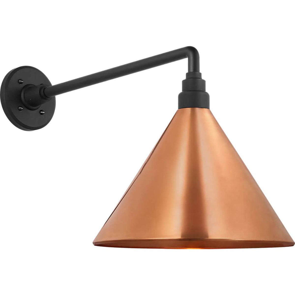 Thomas O'Brien Academy 17.5" Mack Barn Light in Matte Black with 12.5" Soft Copper Conical Savannah Shade W12.5" x H14.5" x E23.5"