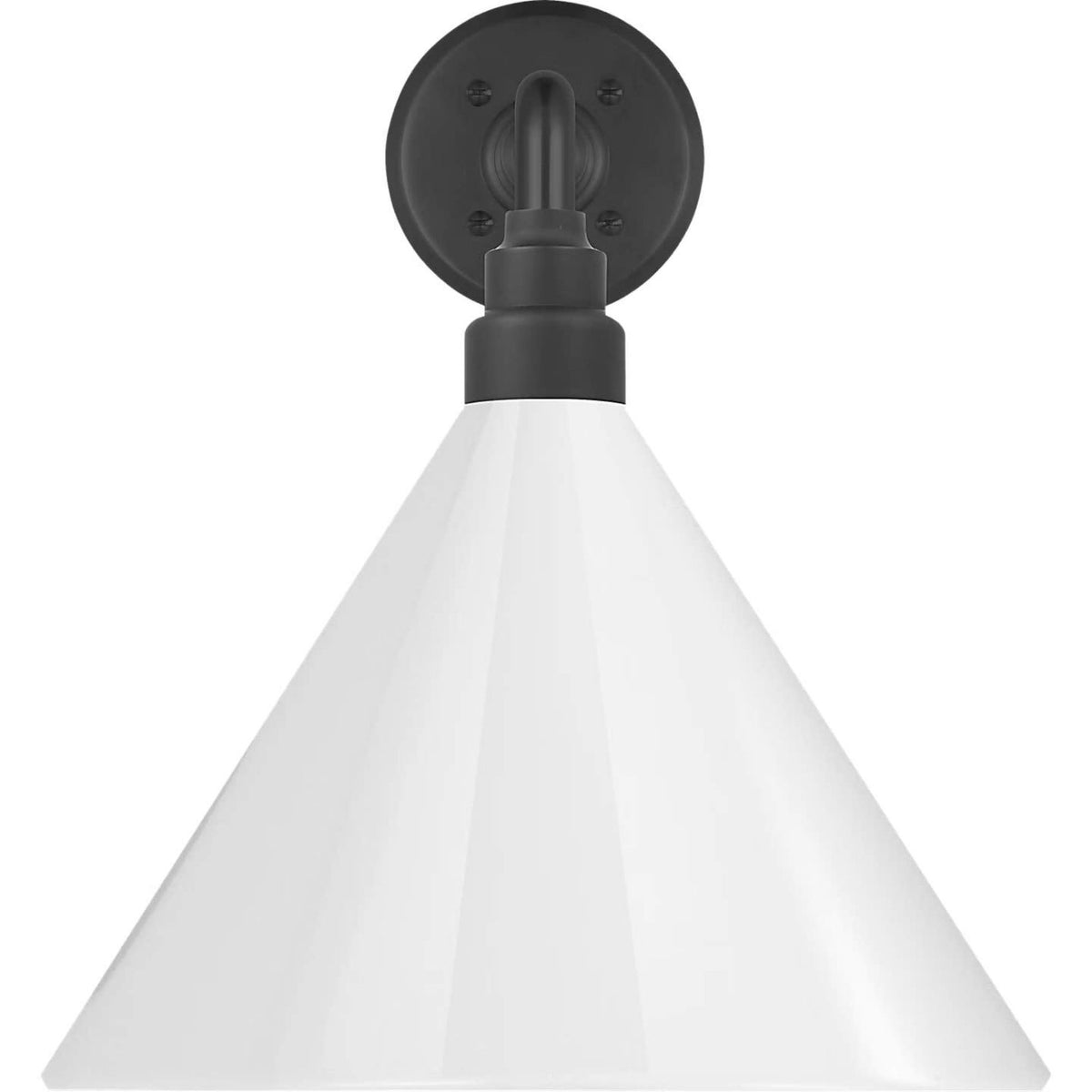Thomas O'Brien Academy 17.5" Mack Barn Light in Matte Black with 12.5" White Conical Savannah Shade W12.5" x H14.5" x E23.5"