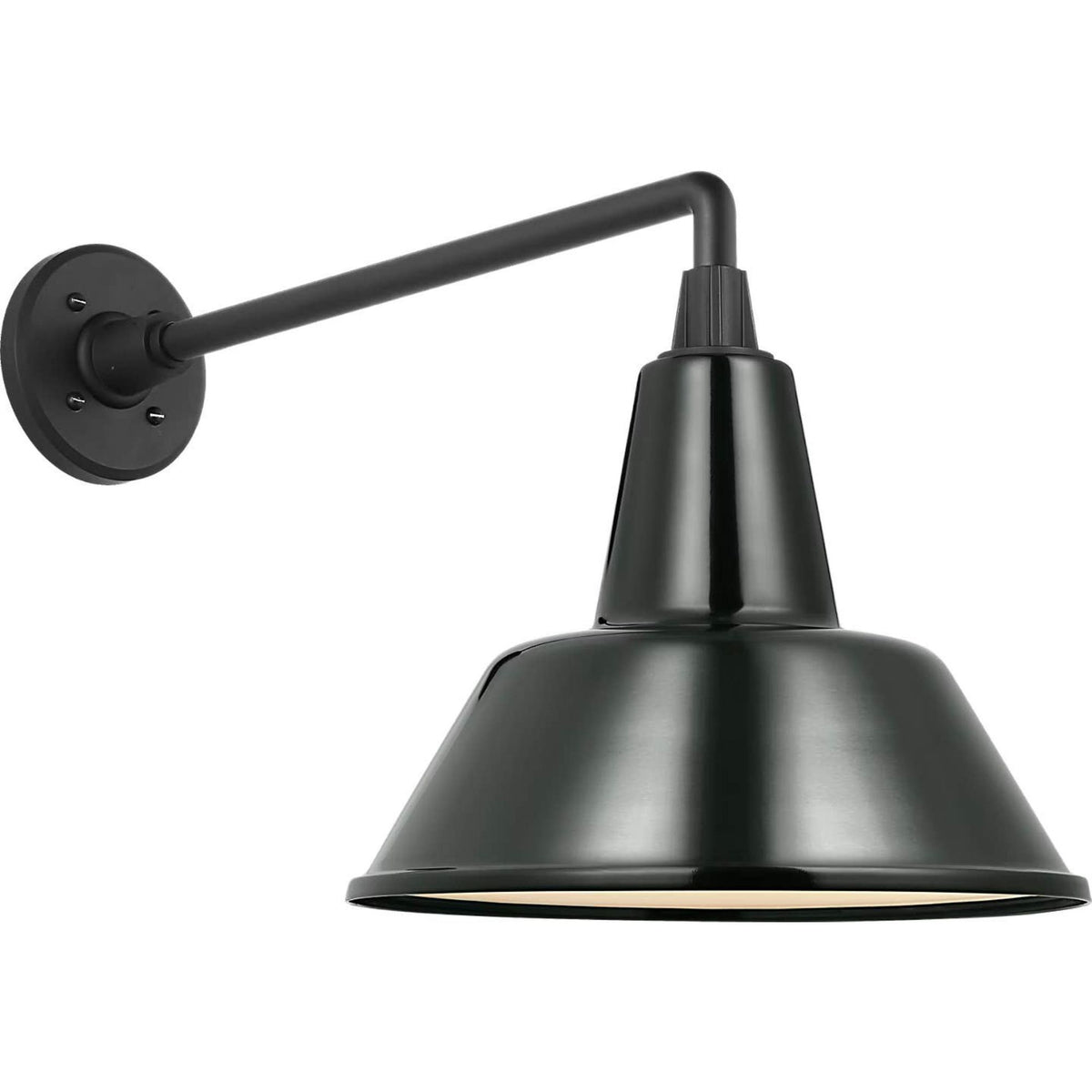 Thomas O'Brien Academy 17.5" Mack Barn Light in Matte Black with 12.5" Green Bowers Shade W12.5" x H14.5" x E23.5"