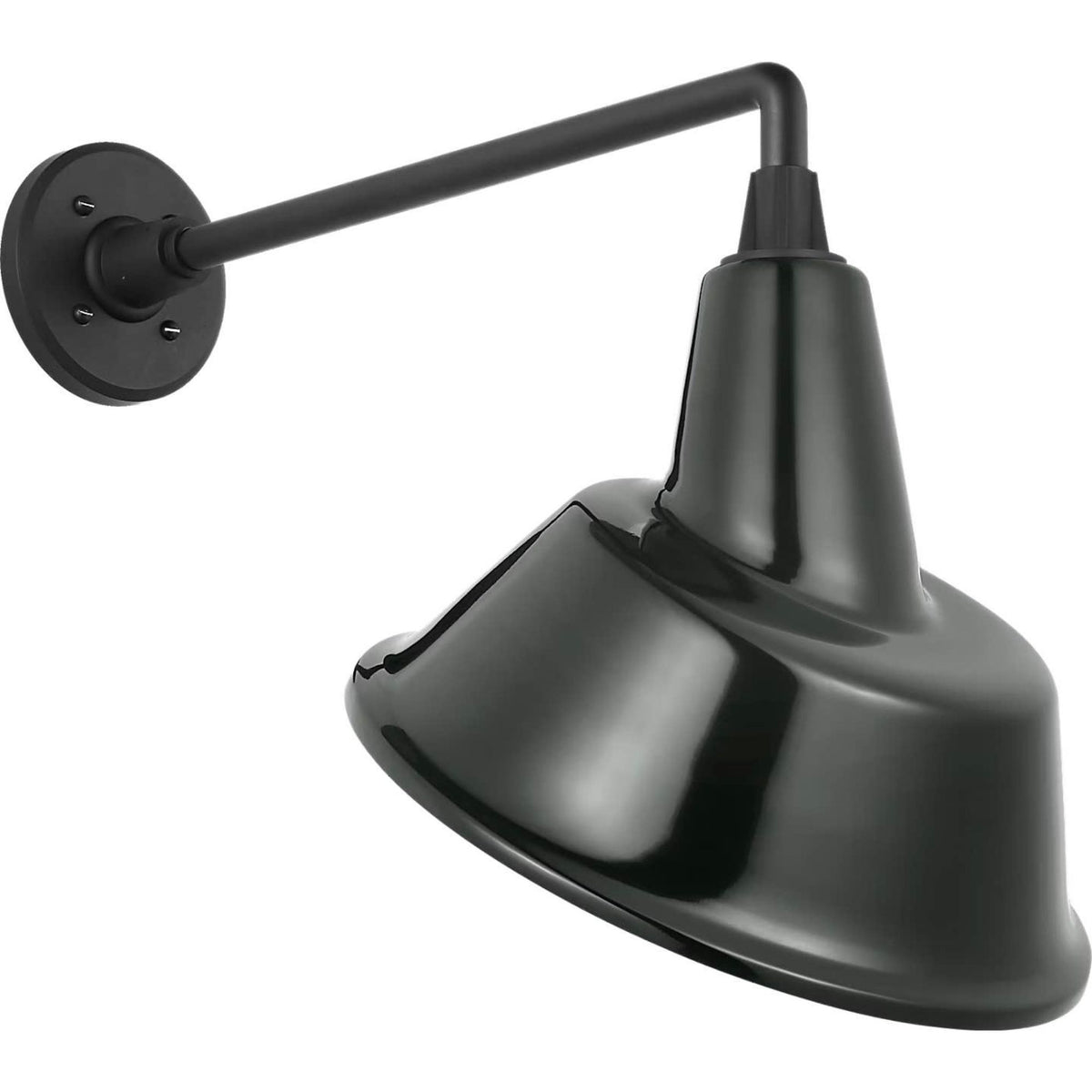 Thomas O'Brien Academy 17.5" Mack Barn Light in Matte Black with 12.5" Green Tilted Bowers Shade W12.5" x H17.5" x E21"