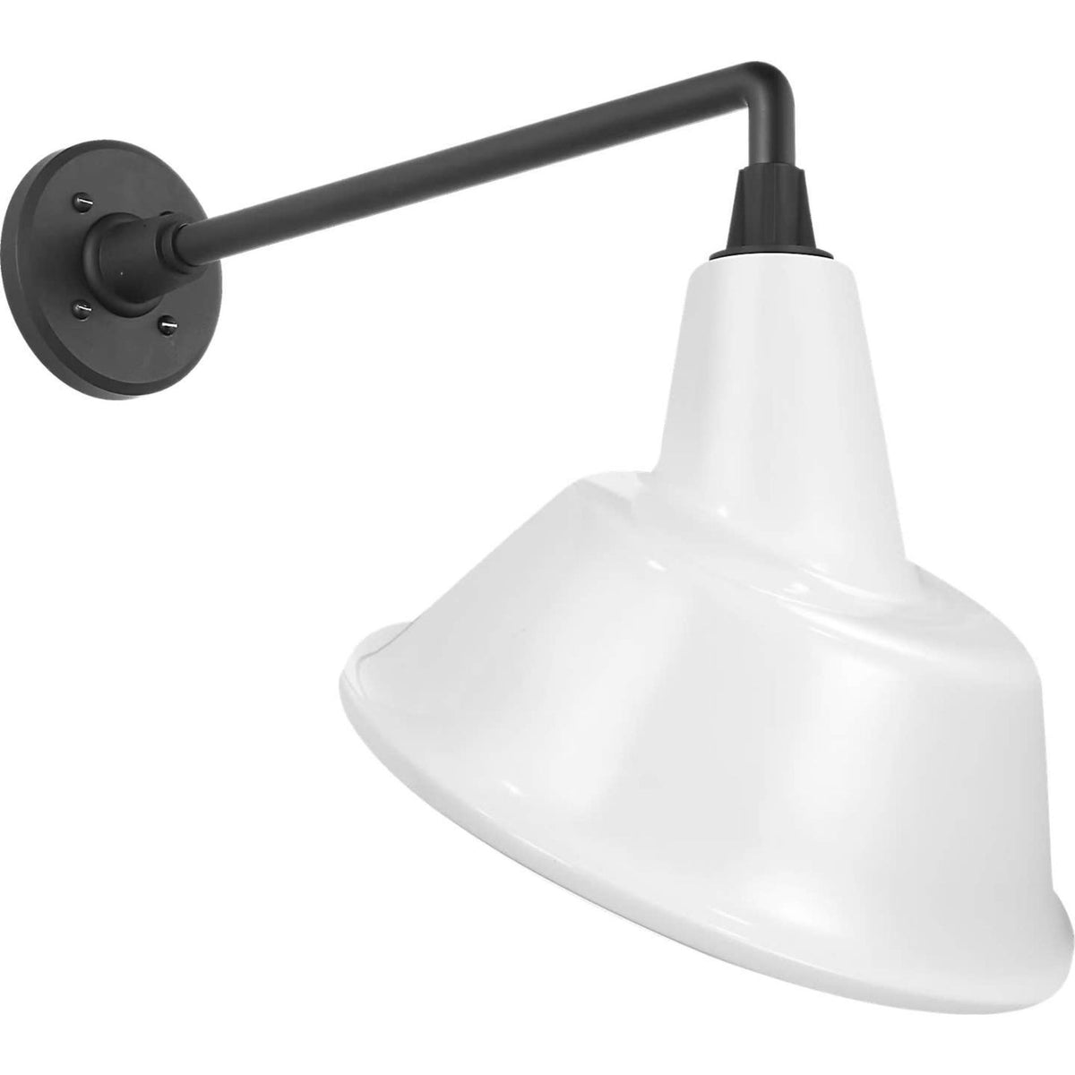 Thomas O'Brien Academy 17.5" Mack Barn Light in Matte Black with 12.5" White Tilted Bowers Shade W12.5" x H17.5" x E21"
