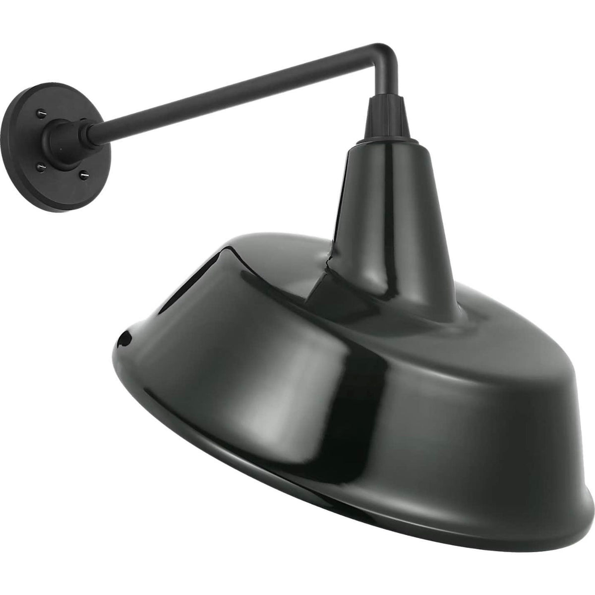 Thomas O'Brien Academy 17.5" Mack Barn Light in Matte Black with 16" Green Tilted Bowers Shade W16" x H18.5" x E22.25"
